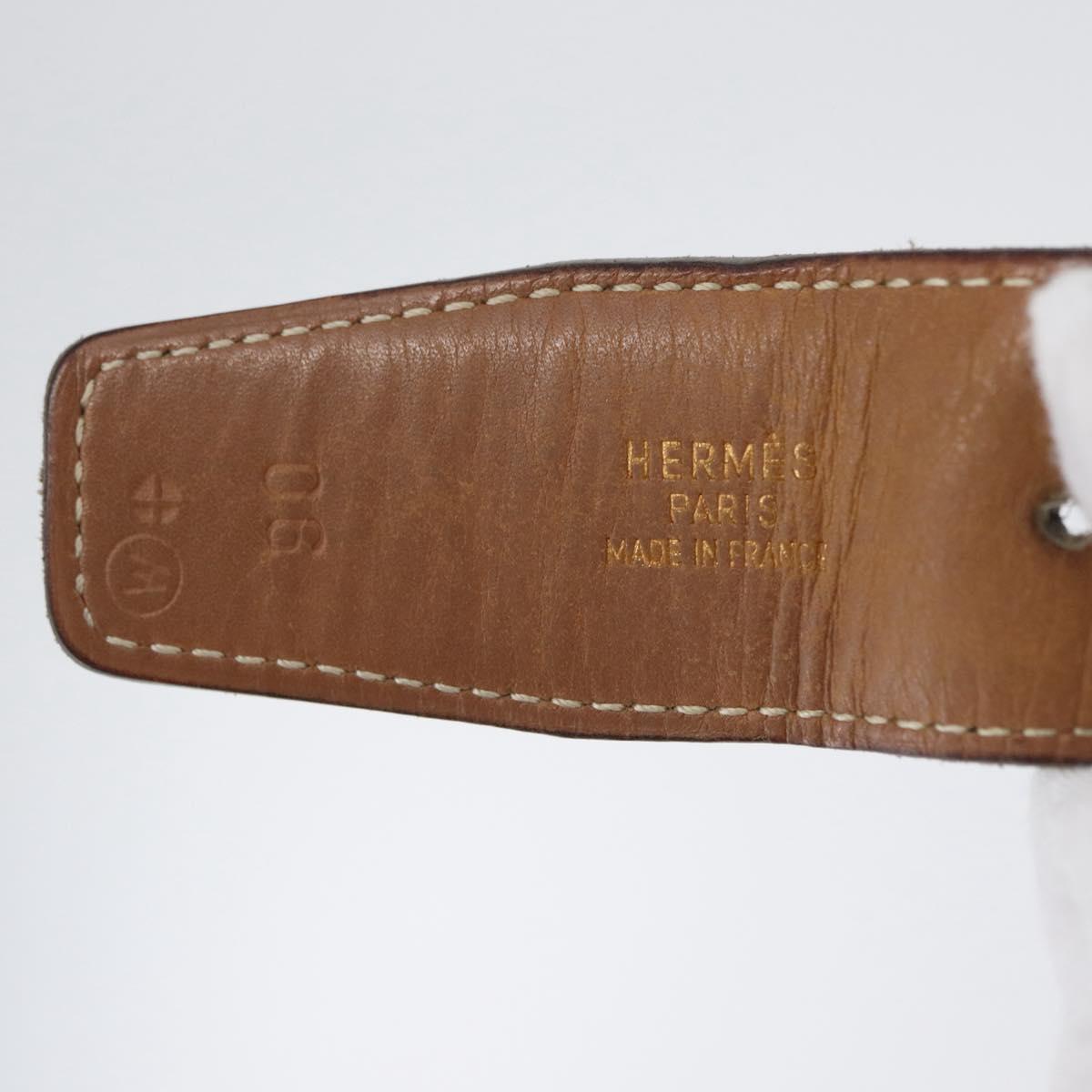 HERMES Constance Reversible Belt Leather 30.7"" Black Auth BSZ096
