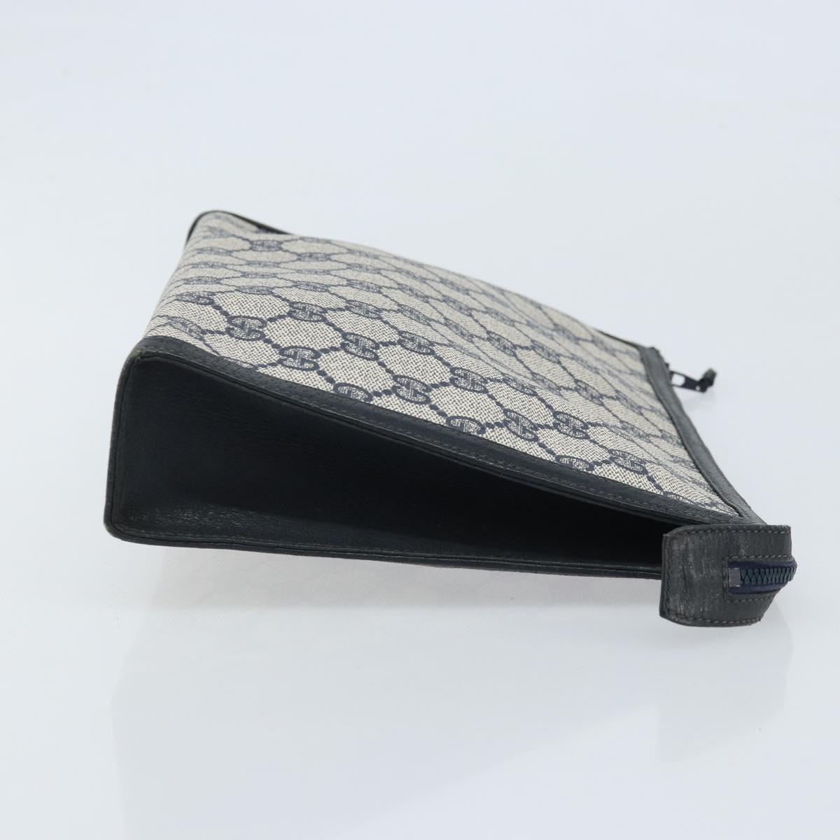 GUCCI GG Supreme Clutch Bag PVC Navy Auth BSZ101