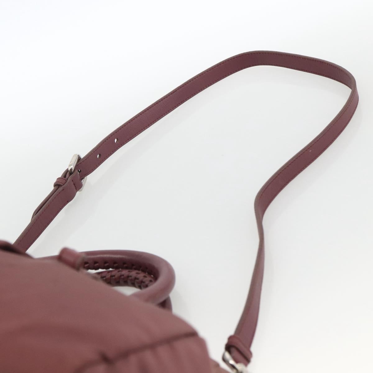 PRADA Hand Bag Nylon 2way Bordeaux Silver Auth BSZ102A