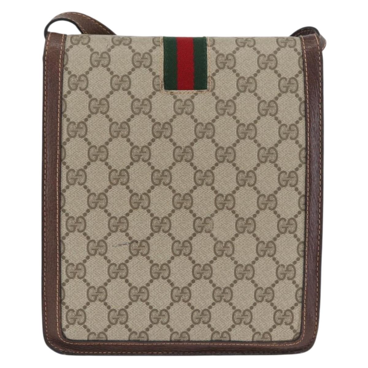 GUCCI GG Supreme Web Sherry Line Bag PVC Beige Gold 89 02 077 Auth BSZ106
