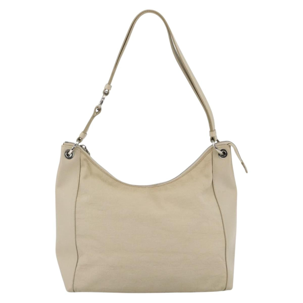 Salvatore Ferragamo Shoulder Bag Canvas Beige Silver Auth BSZ107
