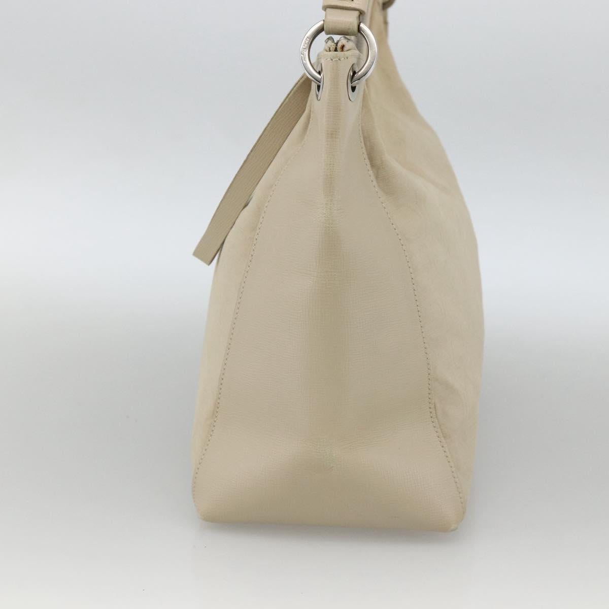 Salvatore Ferragamo Shoulder Bag Canvas Beige Silver Auth BSZ107