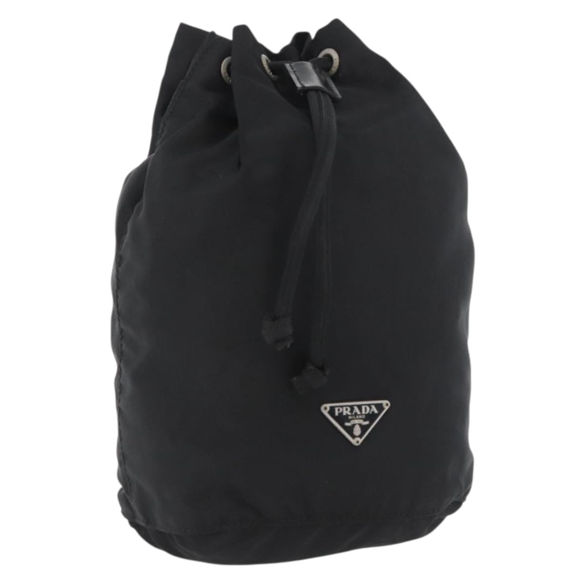 PRADA Drawstring Pouch Nylon Black Auth BSZ108