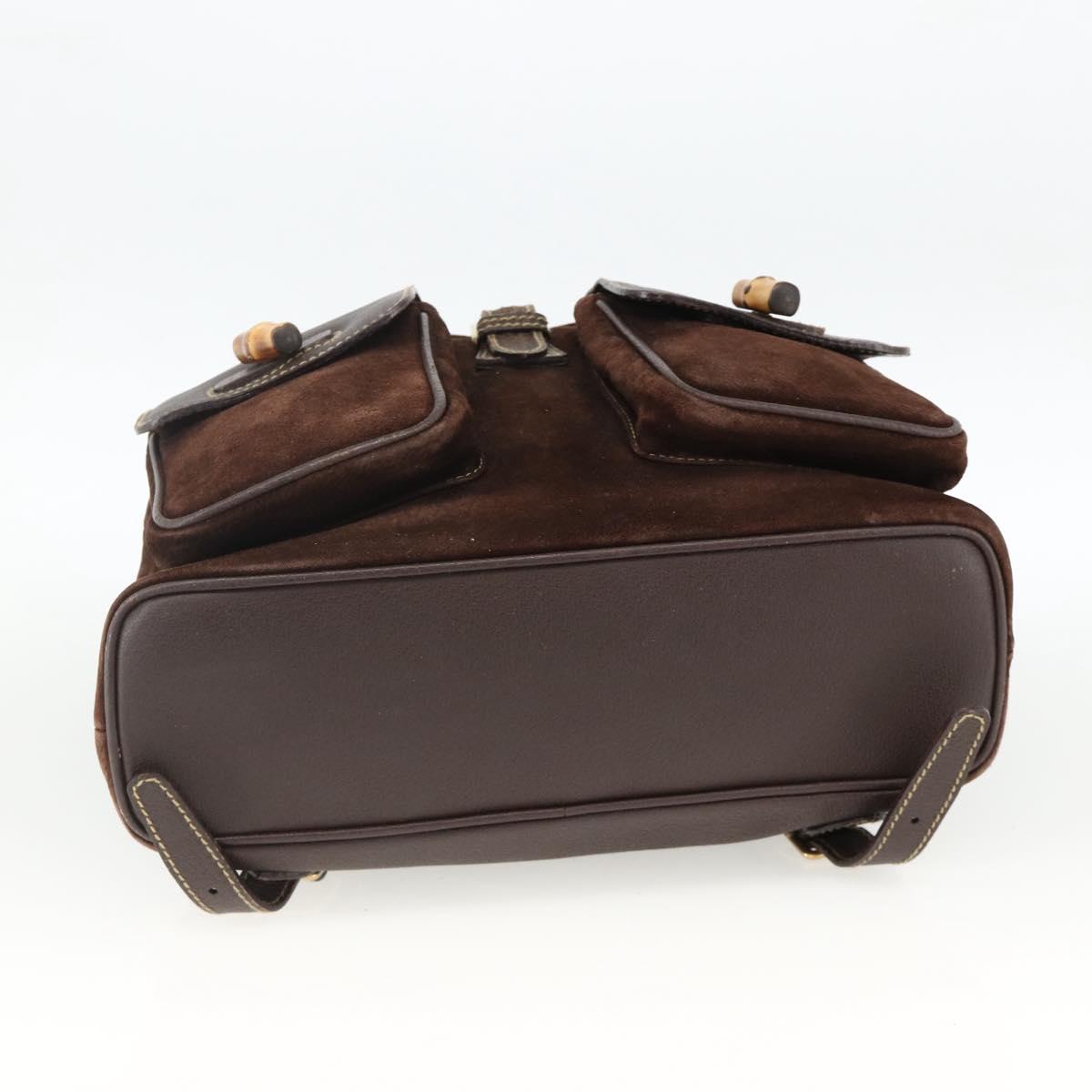 GUCCI Bamboo Backpack Leather Brown Gold 003 2058 0016 Auth BSZ111