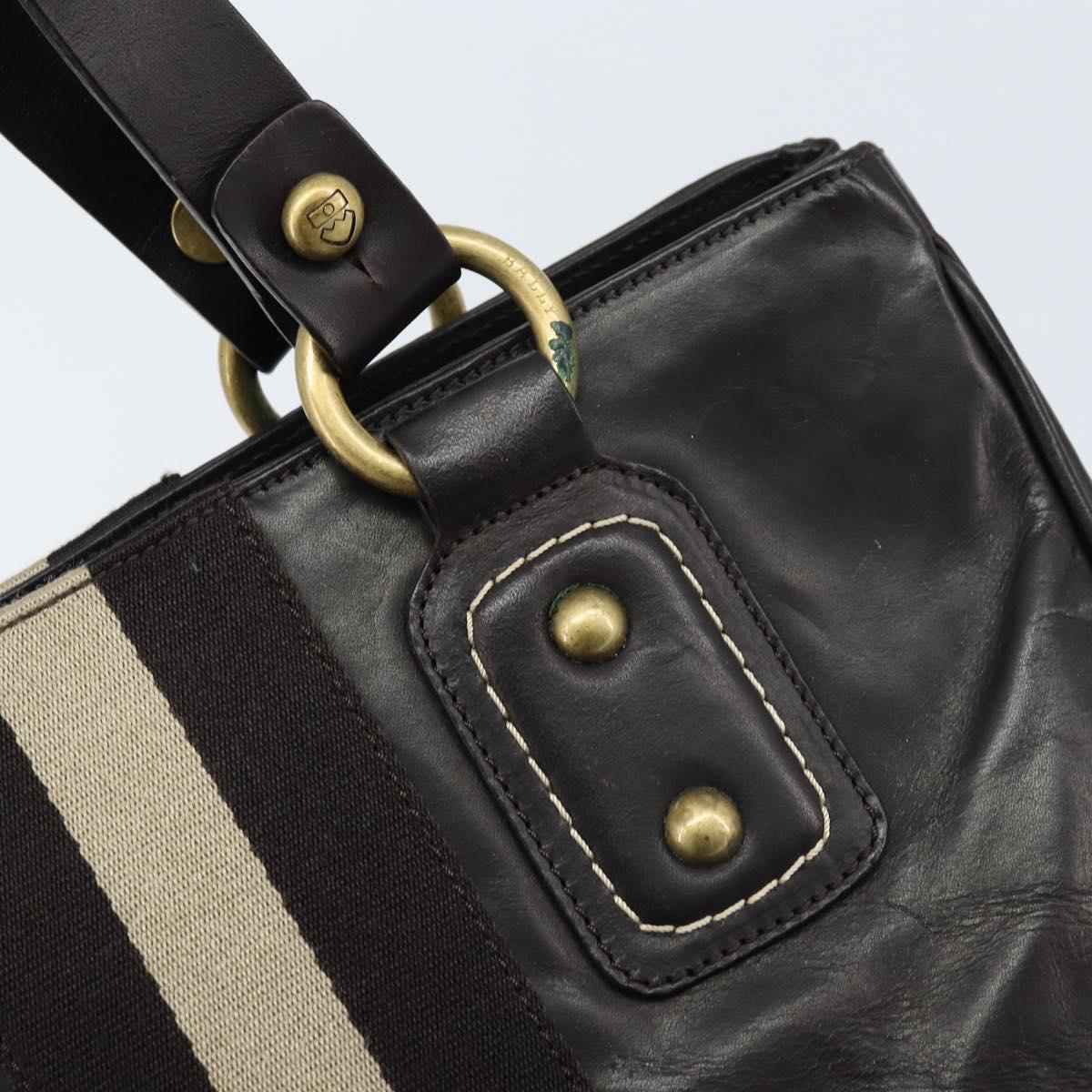 BALLY Hand Bag Leather Brown Gold Auth BSZ117