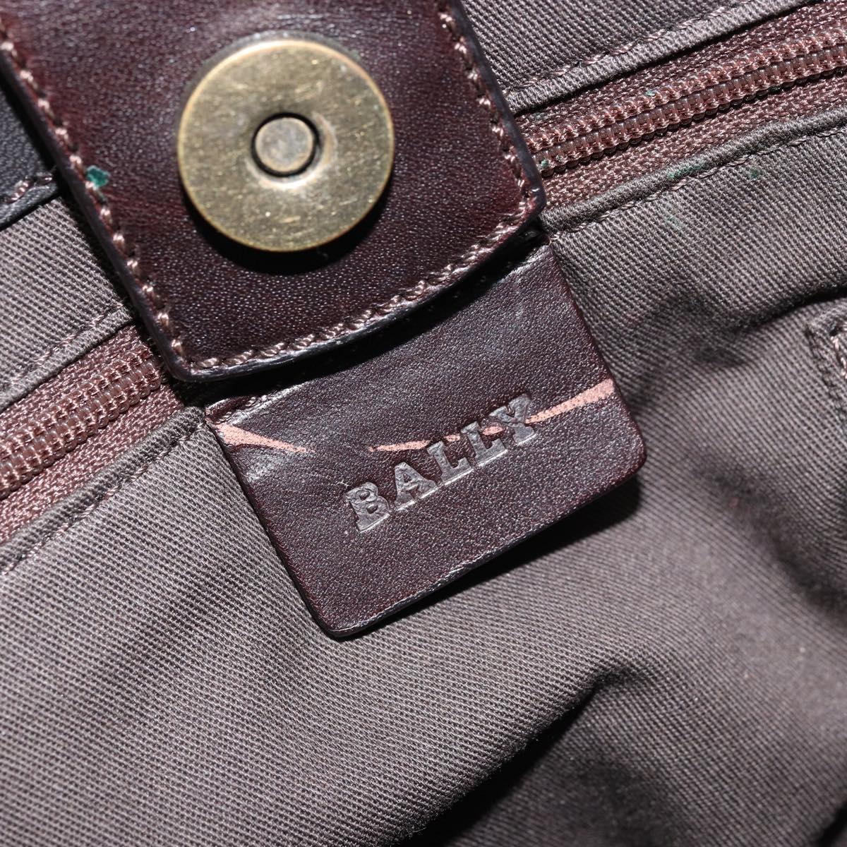 BALLY Hand Bag Leather Brown Gold Auth BSZ117
