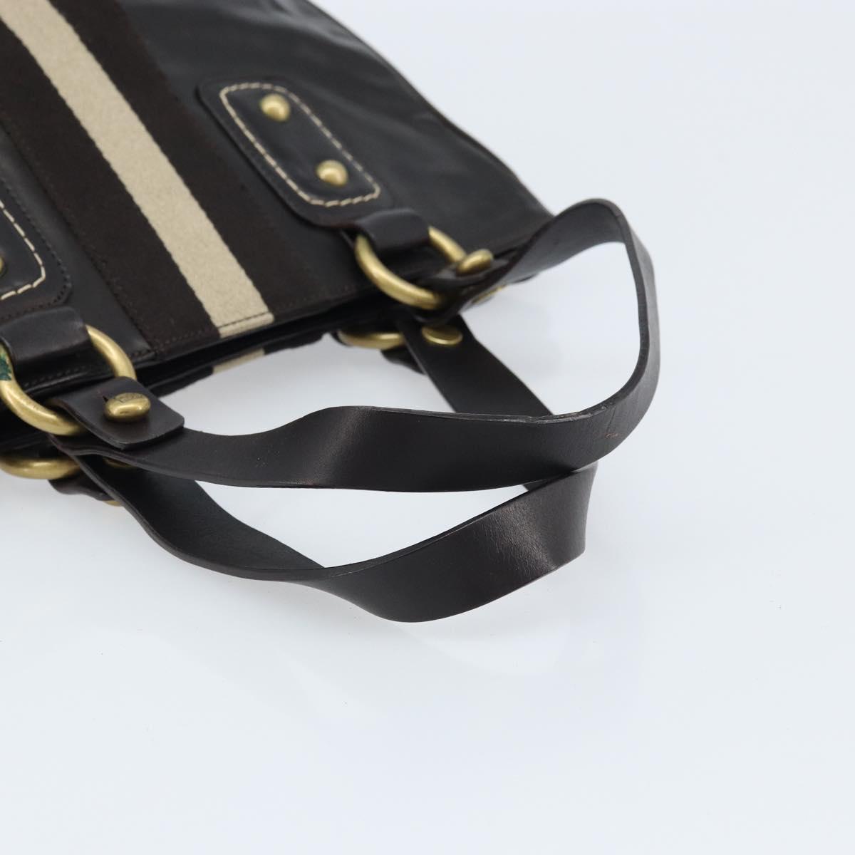 BALLY Hand Bag Leather Brown Gold Auth BSZ117