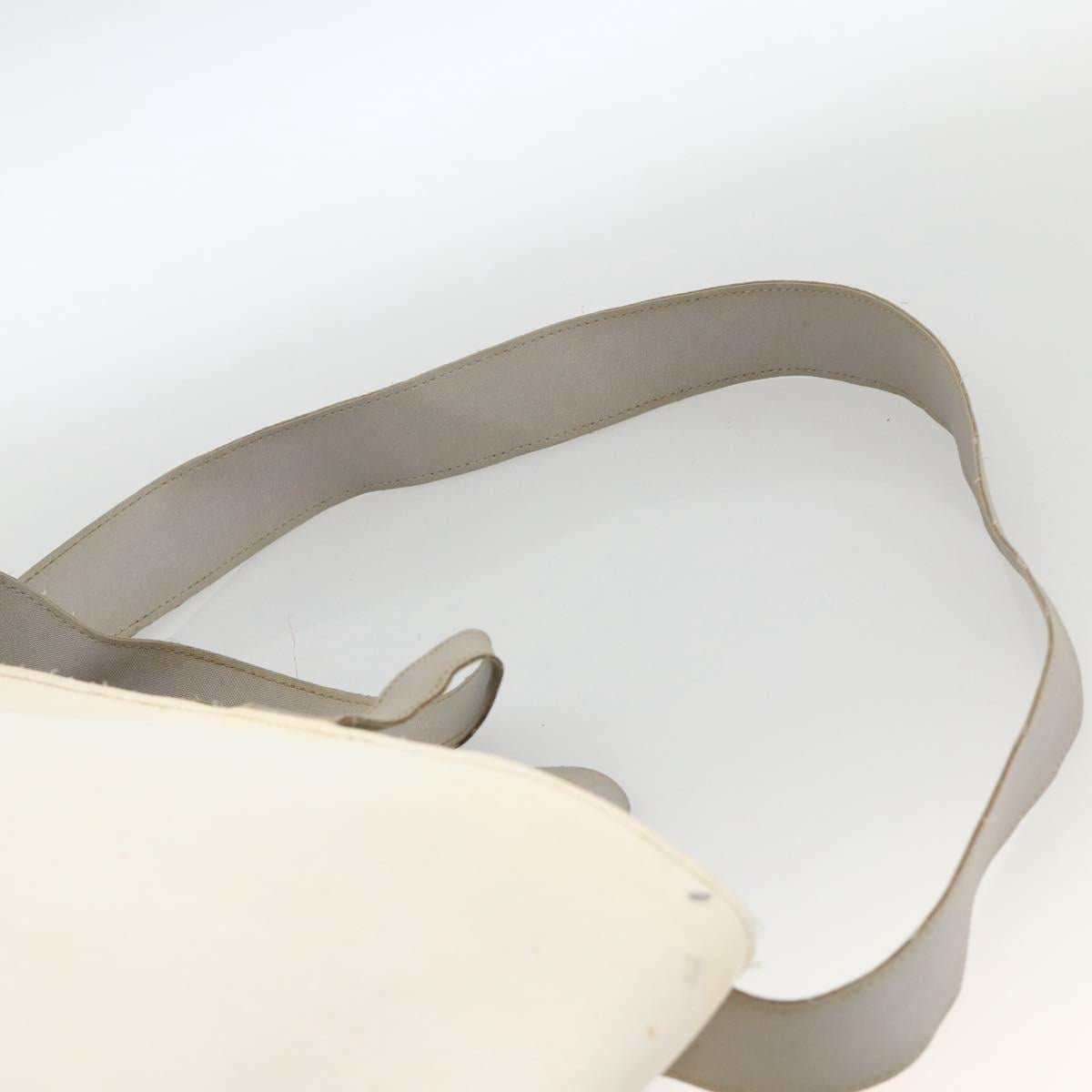 CHANEL Tote Bag Nylon White Silver CC Auth BSZ118