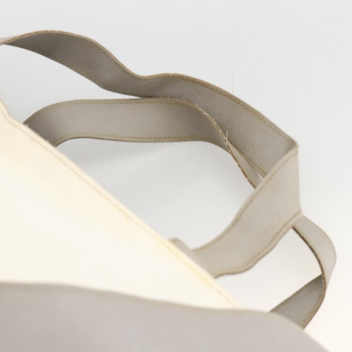 CHANEL Tote Bag Nylon White Silver CC Auth BSZ118
