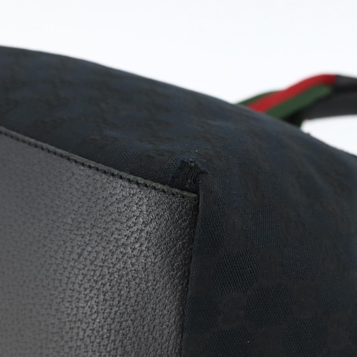 GUCCI GG Canvas Sherry Line Hand Bag Black 131230 Auth BSZ133
