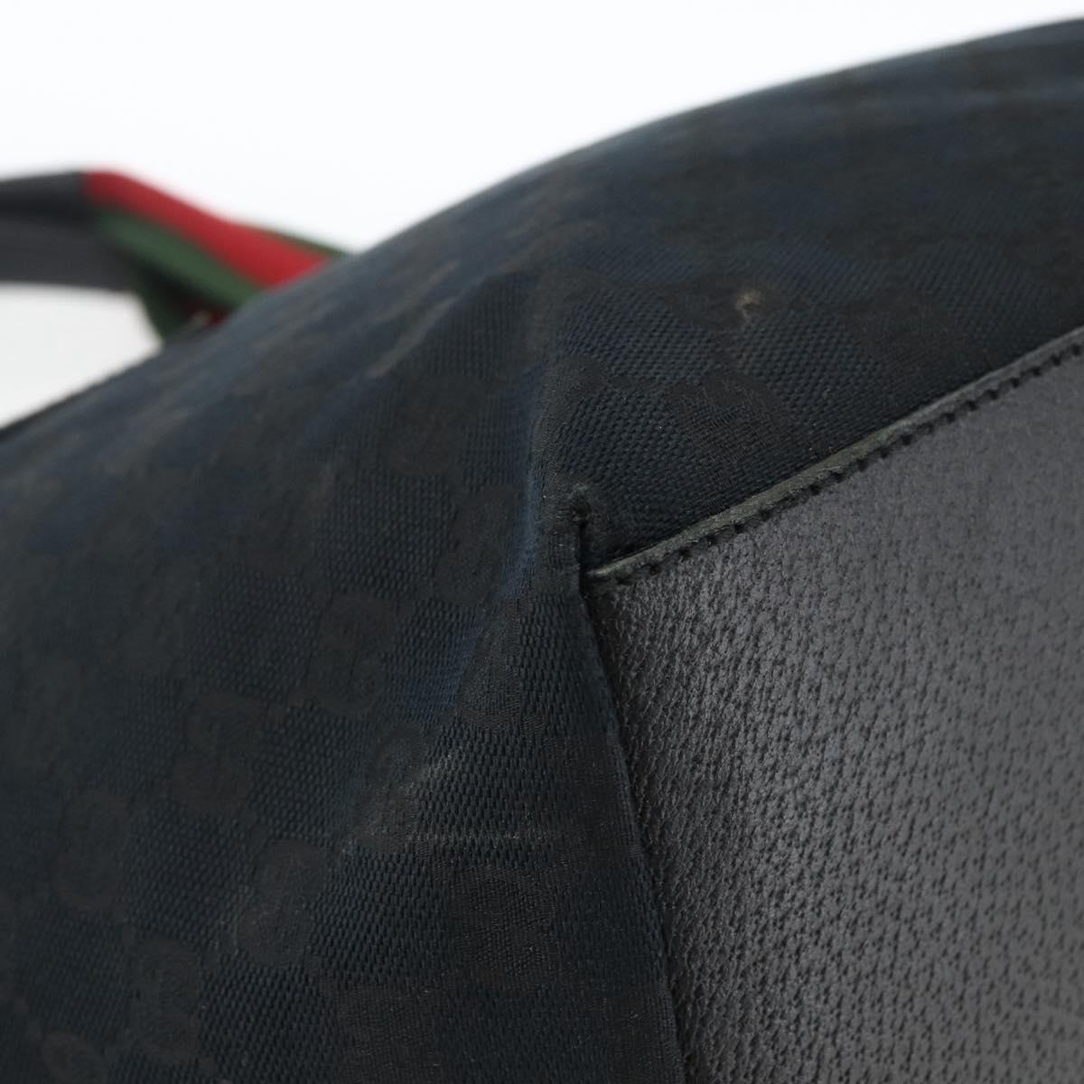 GUCCI GG Canvas Sherry Line Hand Bag Black 131230 Auth BSZ133