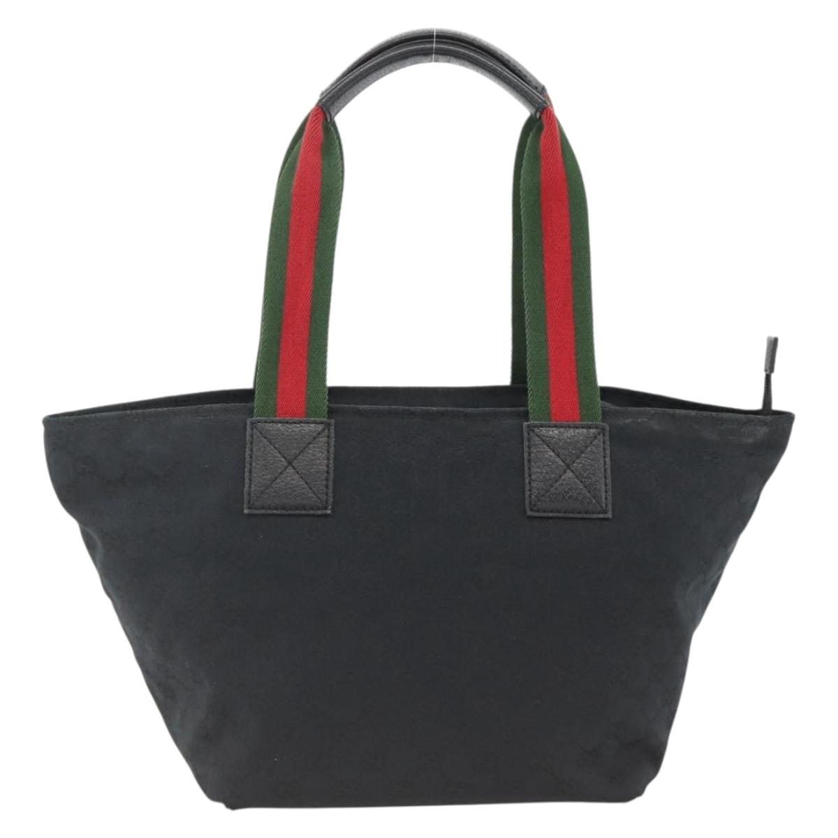GUCCI GG Canvas Sherry Line Hand Bag Black 131230 Auth BSZ133