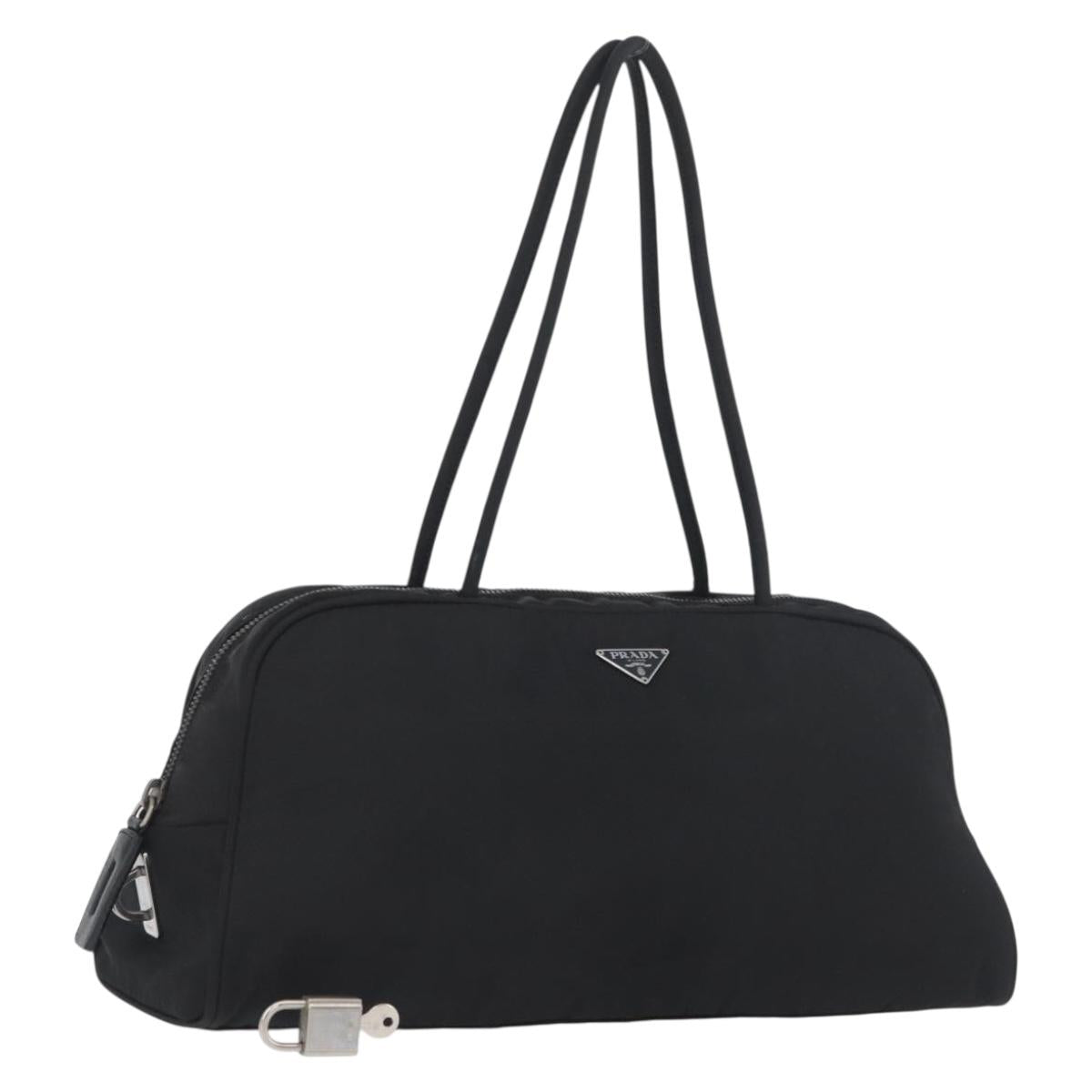 PRADA Hand Bag Nylon Black Silver Auth BSZ135V