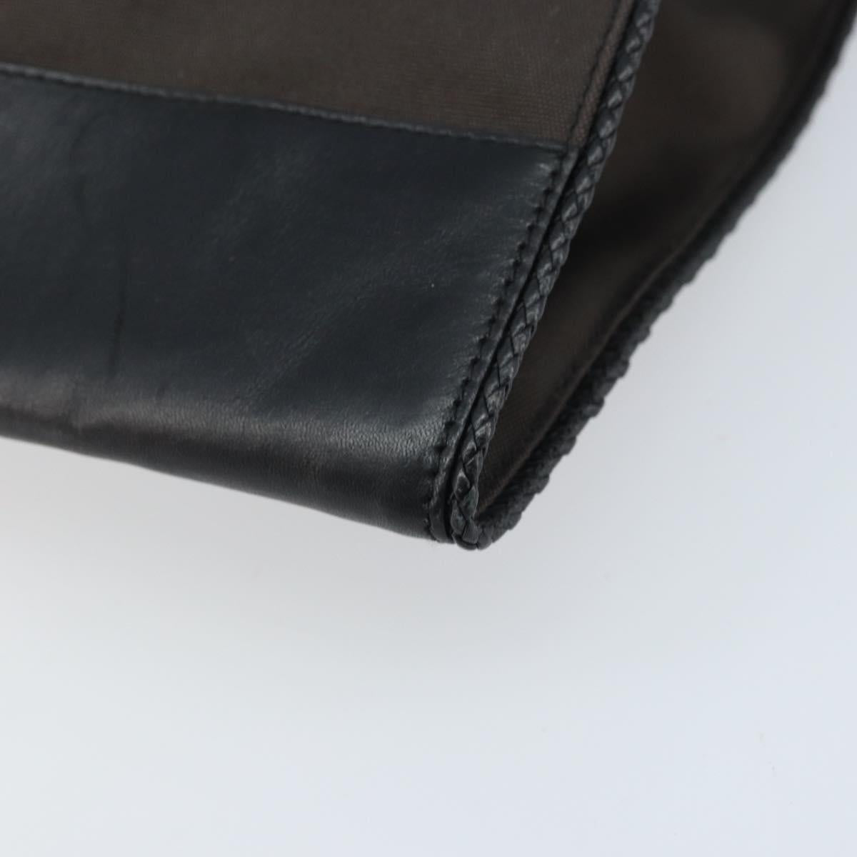 BOTTEGA VENETA Clutch Bag Canvas Brown Silver Auth BSZ138