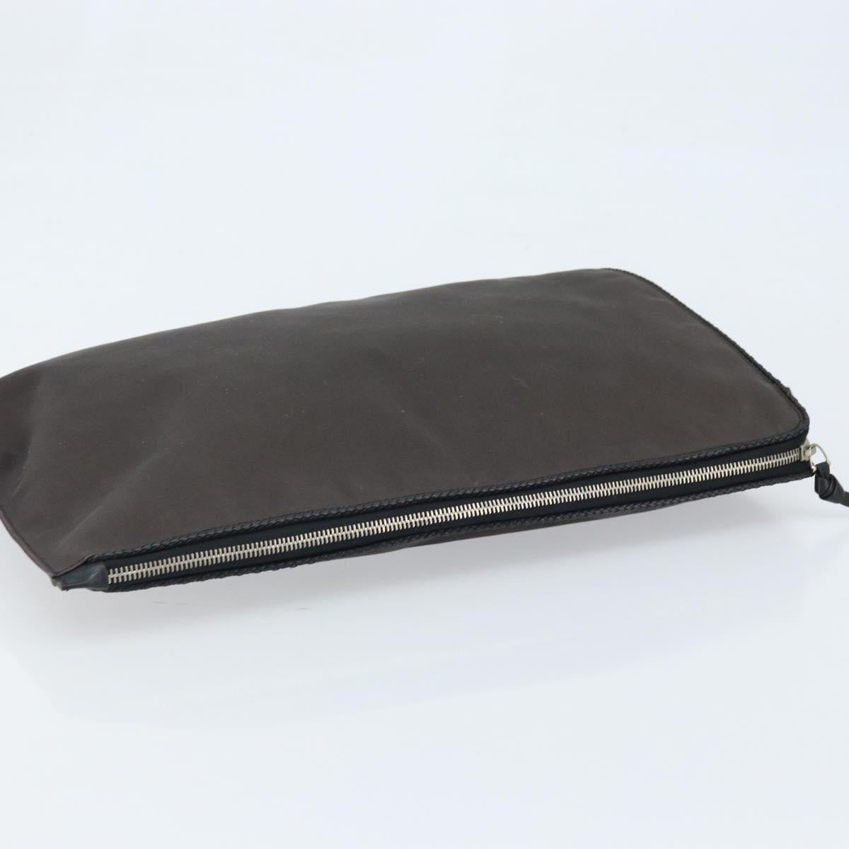BOTTEGA VENETA Clutch Bag Canvas Brown Silver Auth BSZ138