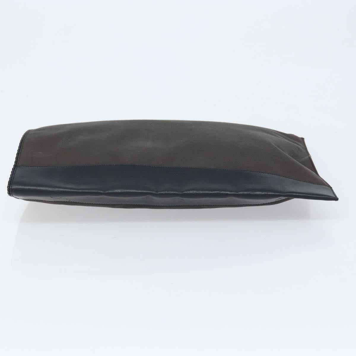 BOTTEGA VENETA Clutch Bag Canvas Brown Silver Auth BSZ138