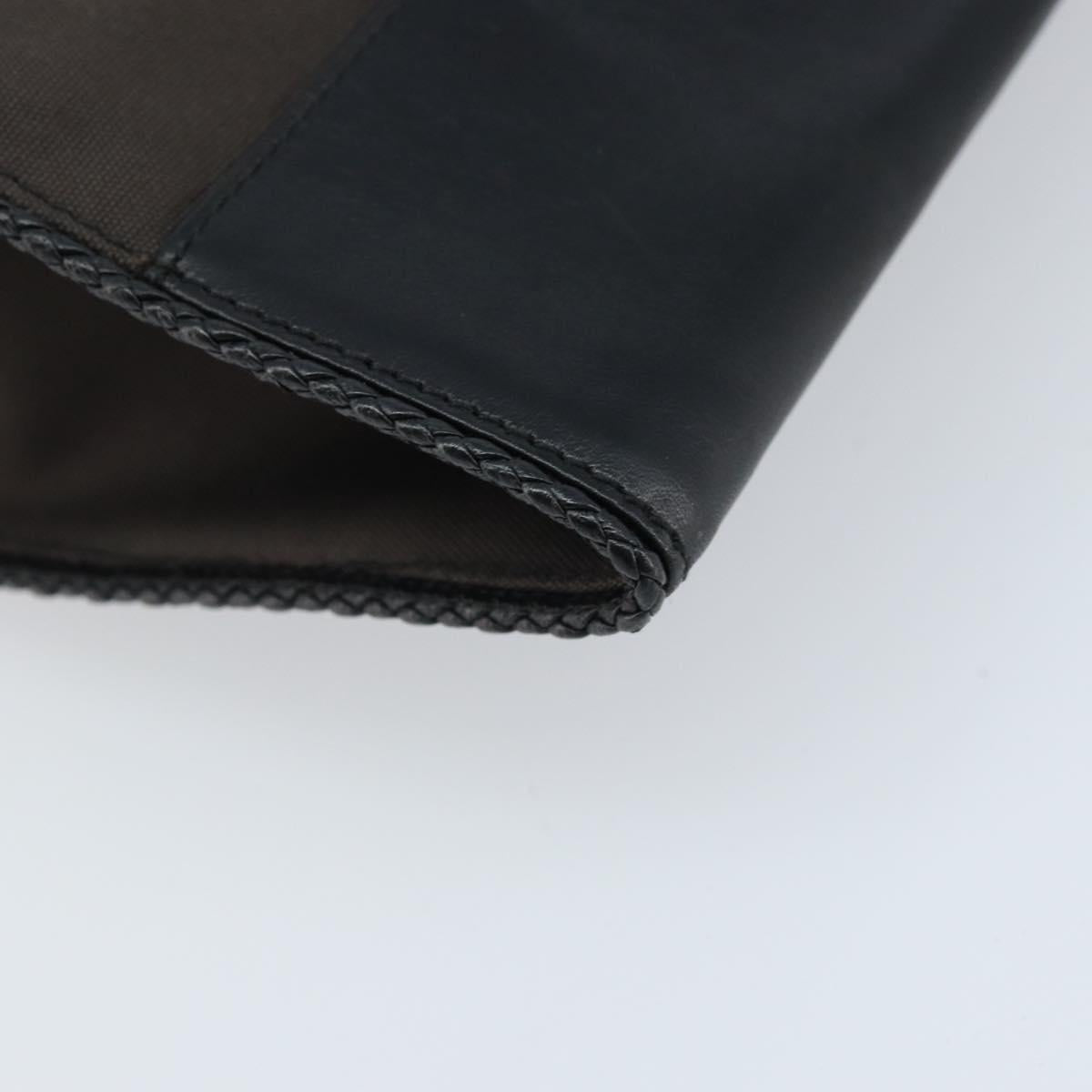 BOTTEGA VENETA Clutch Bag Canvas Brown Silver Auth BSZ138