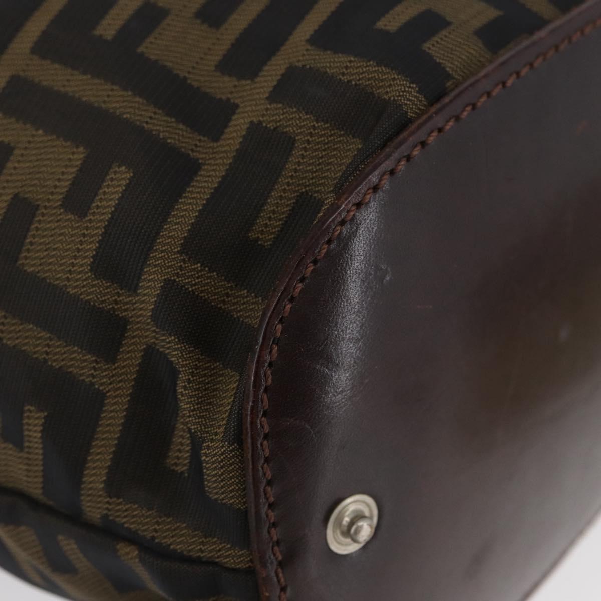 FENDI Zucca Canvas Hand Bag Black Brown Auth BSZ141