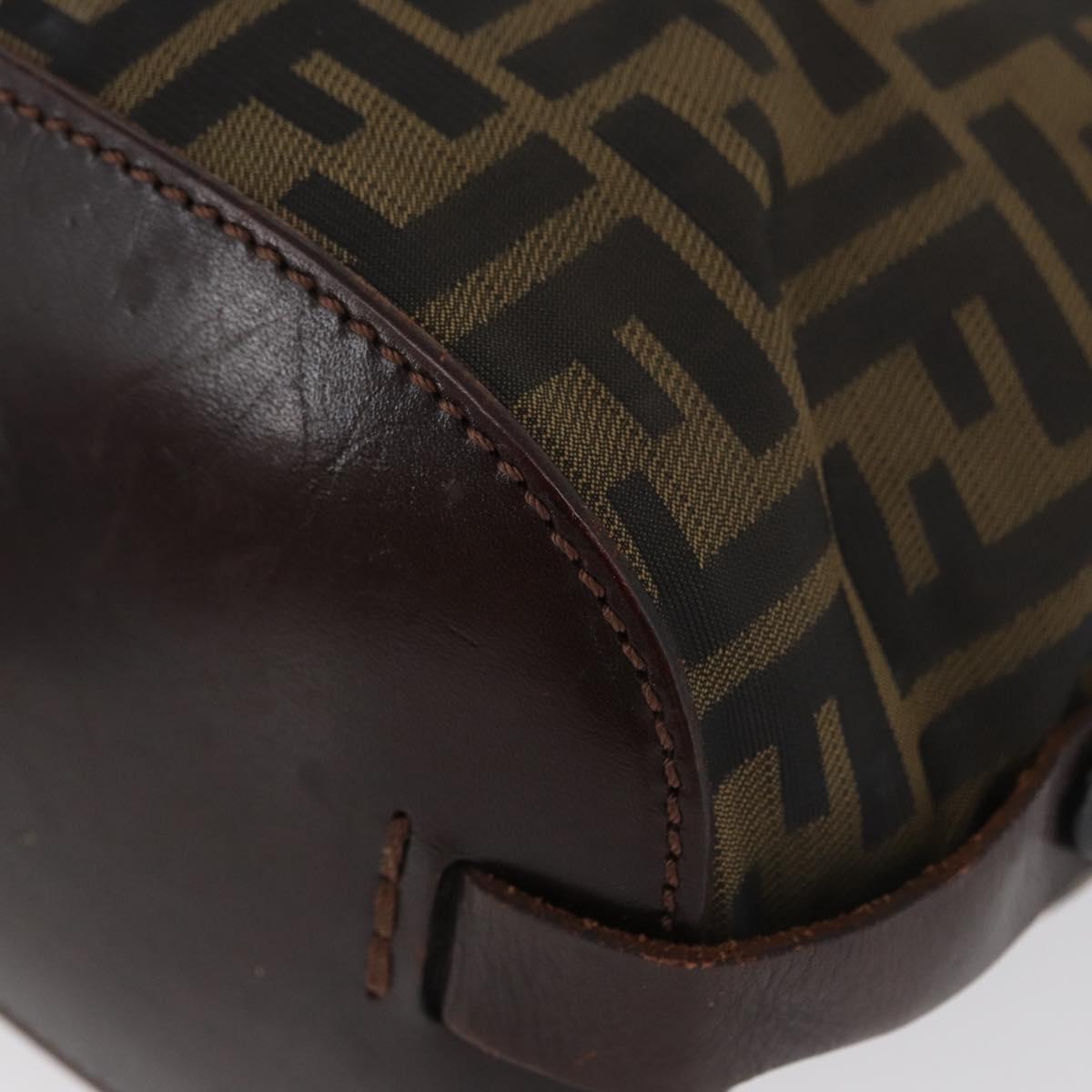 FENDI Zucca Canvas Hand Bag Black Brown Auth BSZ141