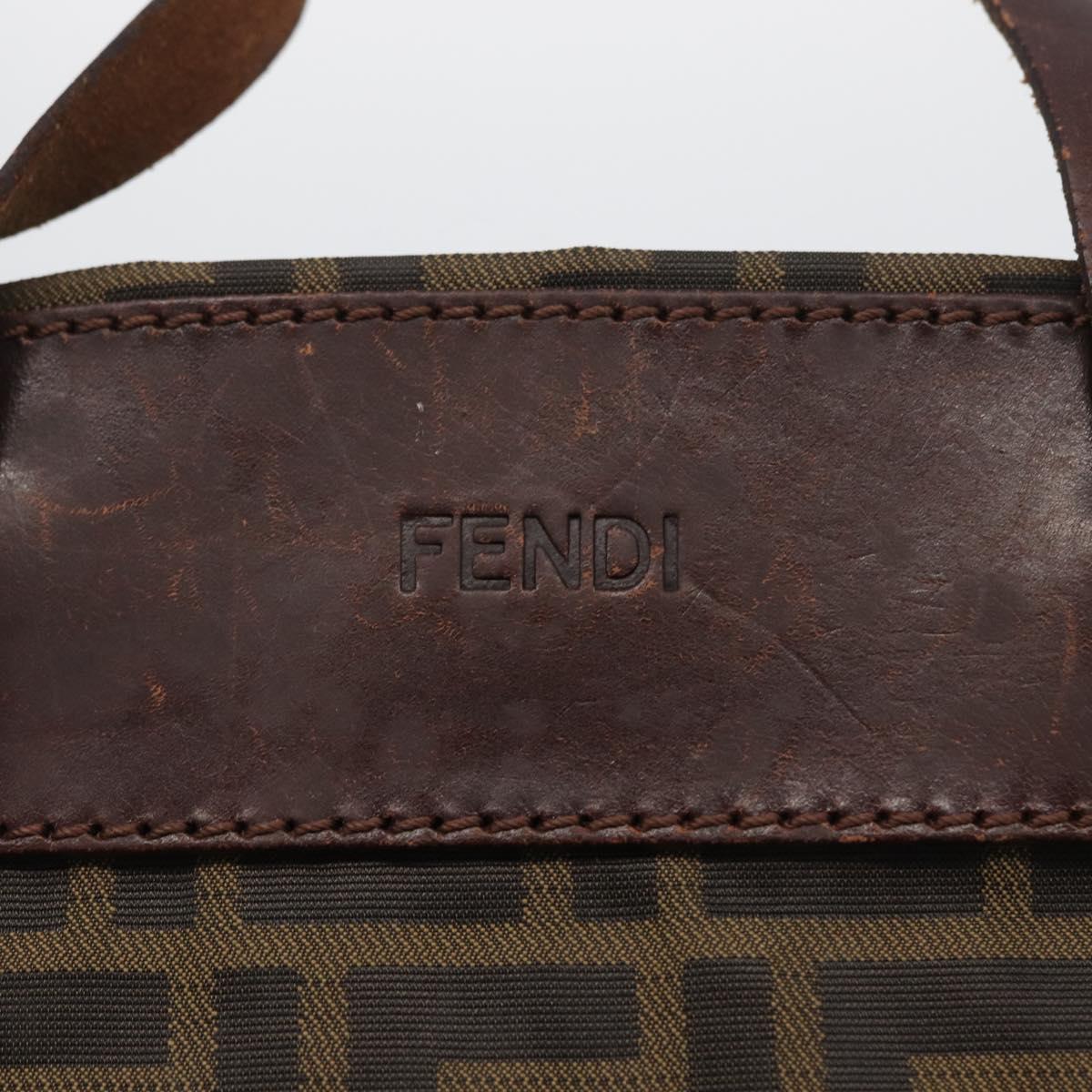 FENDI Zucca Canvas Hand Bag Black Brown Auth BSZ141