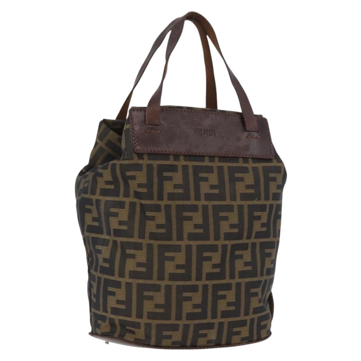 FENDI Zucca Canvas Hand Bag Black Brown Auth BSZ141