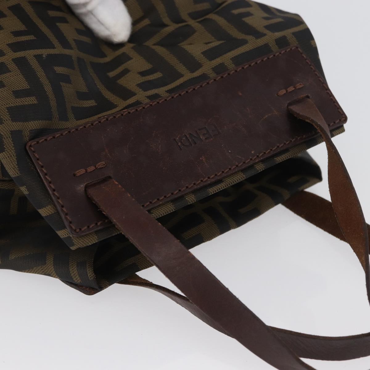 FENDI Zucca Canvas Hand Bag Black Brown Auth BSZ141