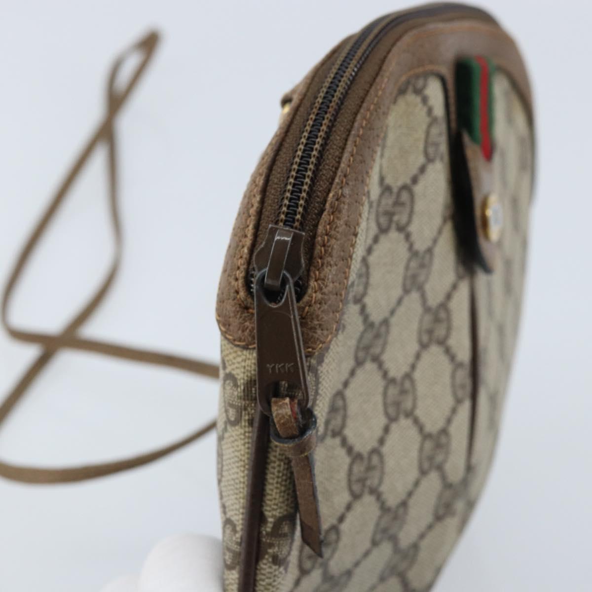 GUCCI GG Supreme Web Sherry Line Bag PVC Beige Gold 904 02 047 Auth BSZ142