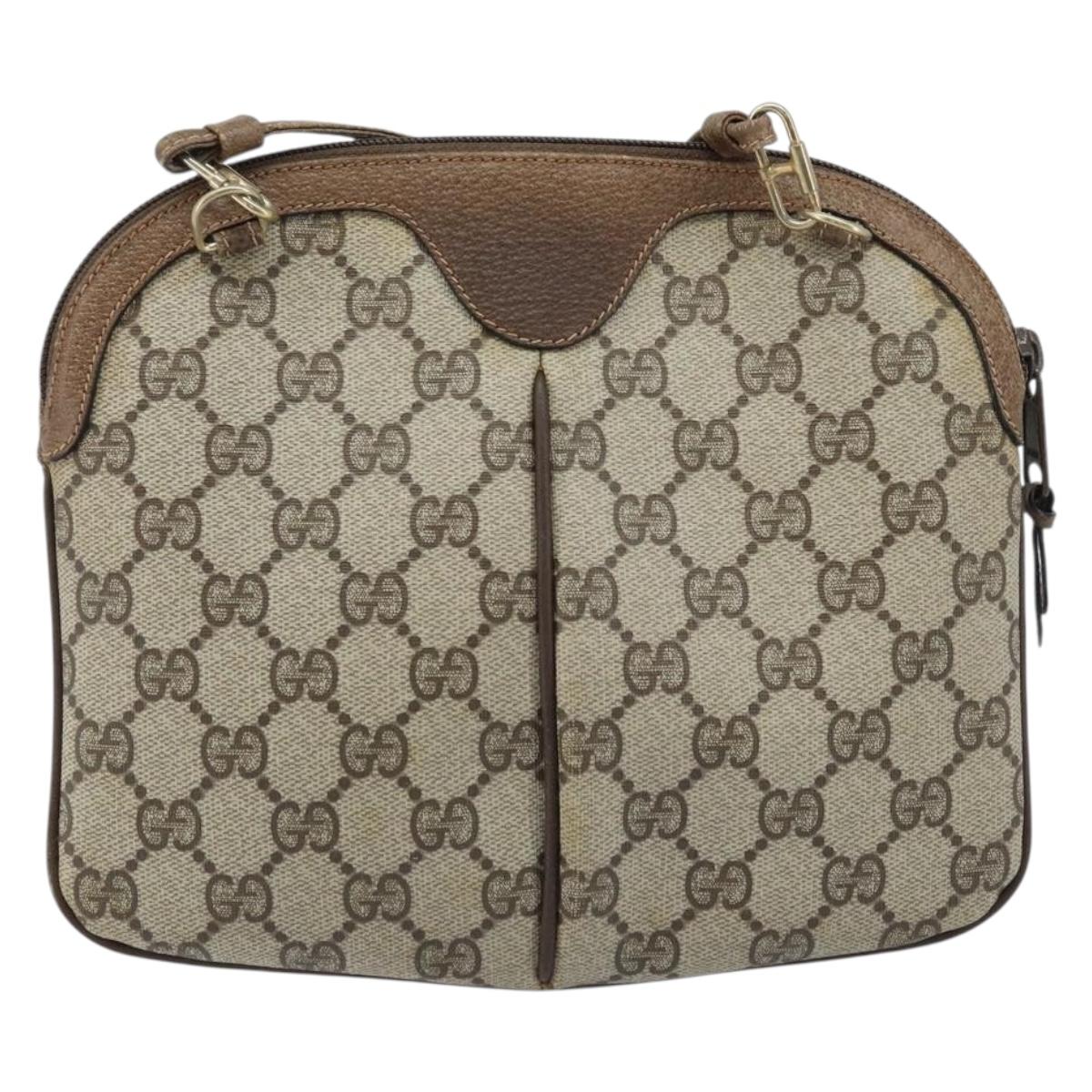 GUCCI GG Supreme Web Sherry Line Bag PVC Beige Gold 904 02 047 Auth BSZ142