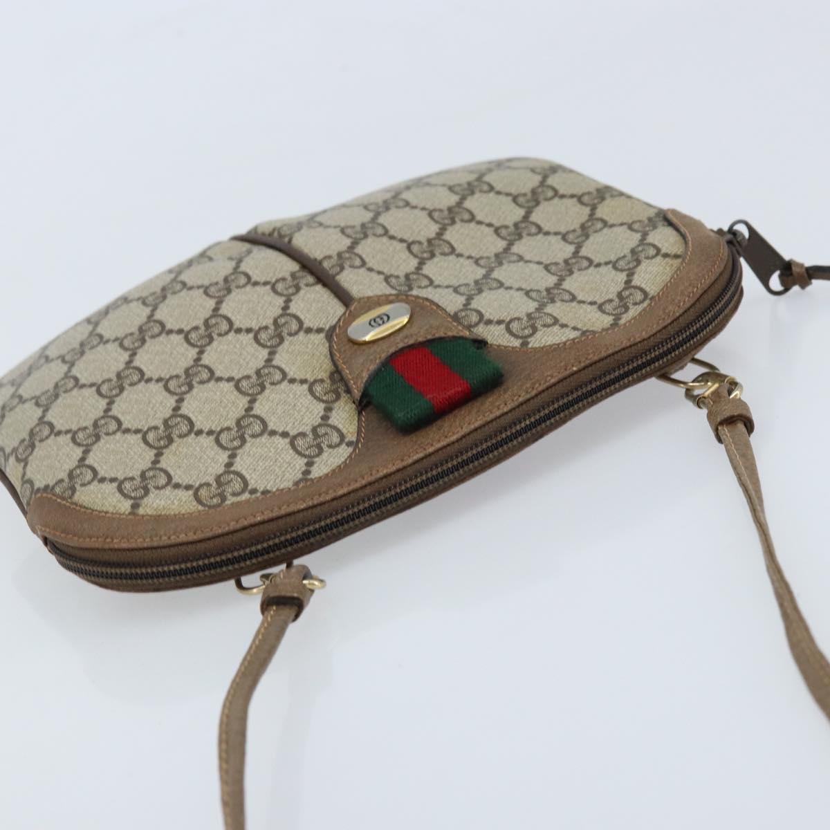 GUCCI GG Supreme Web Sherry Line Bag PVC Beige Gold 904 02 047 Auth BSZ142