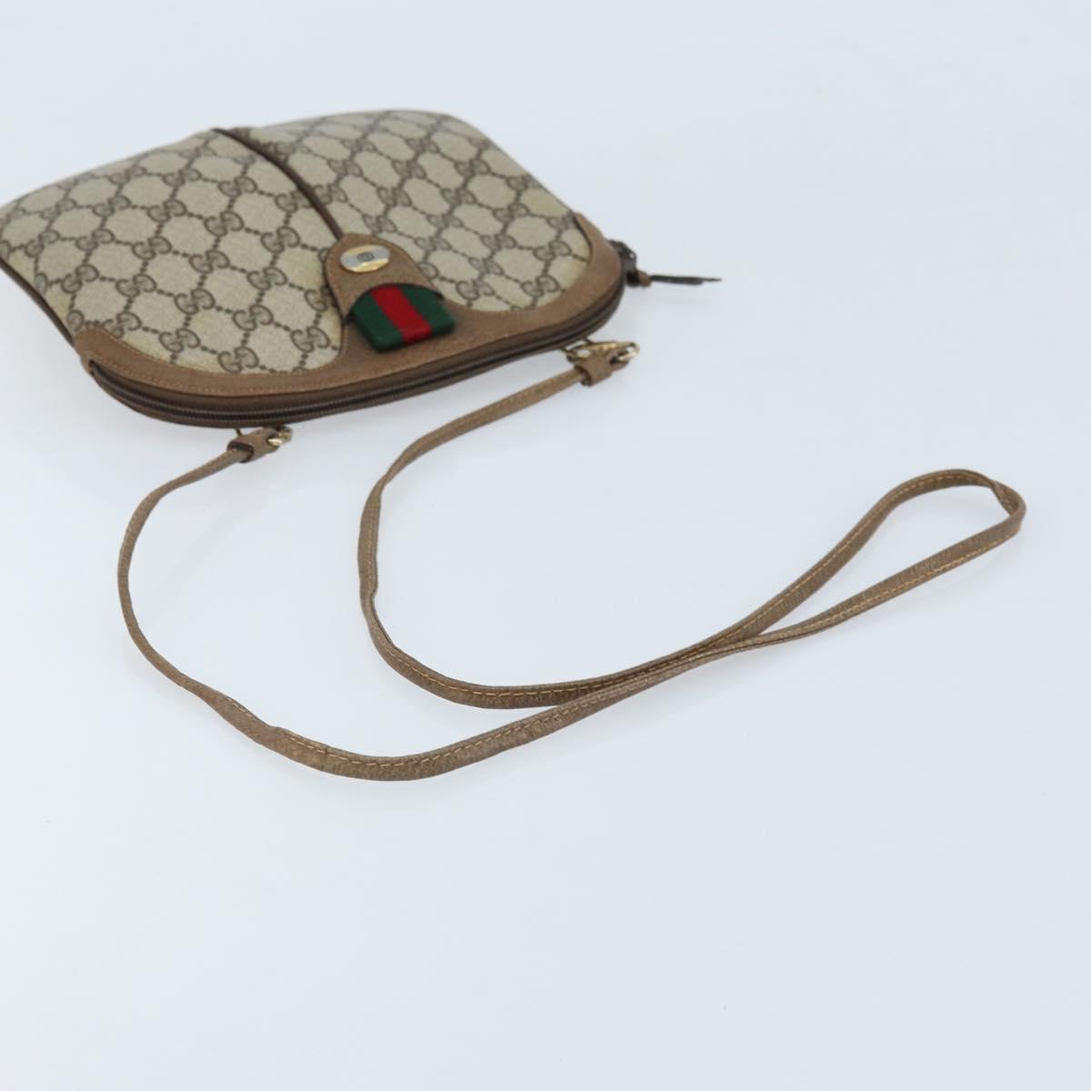 GUCCI GG Supreme Web Sherry Line Bag PVC Beige Gold 904 02 047 Auth BSZ142
