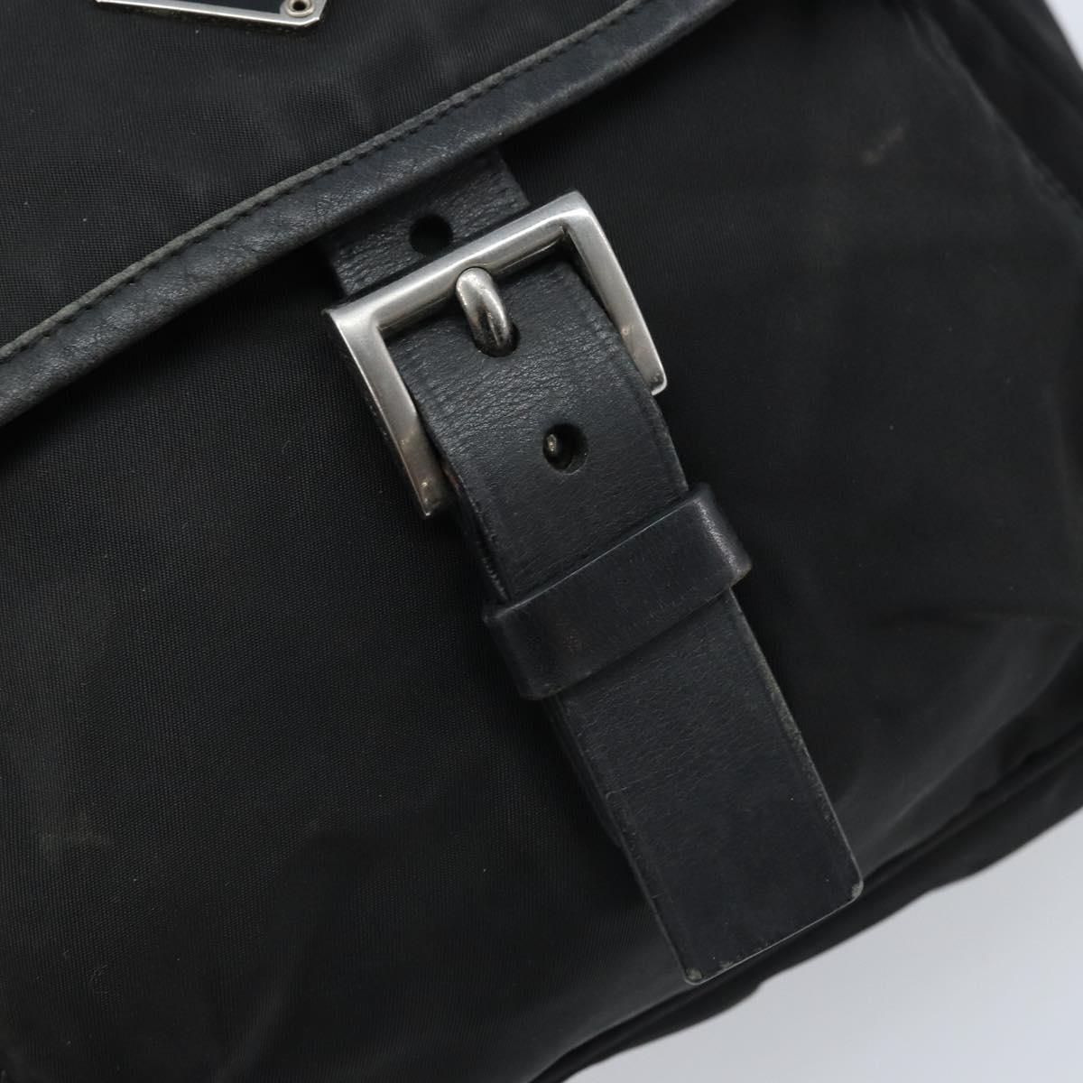 PRADA Shoulder Bag Nylon Black Silver Auth BSZ143