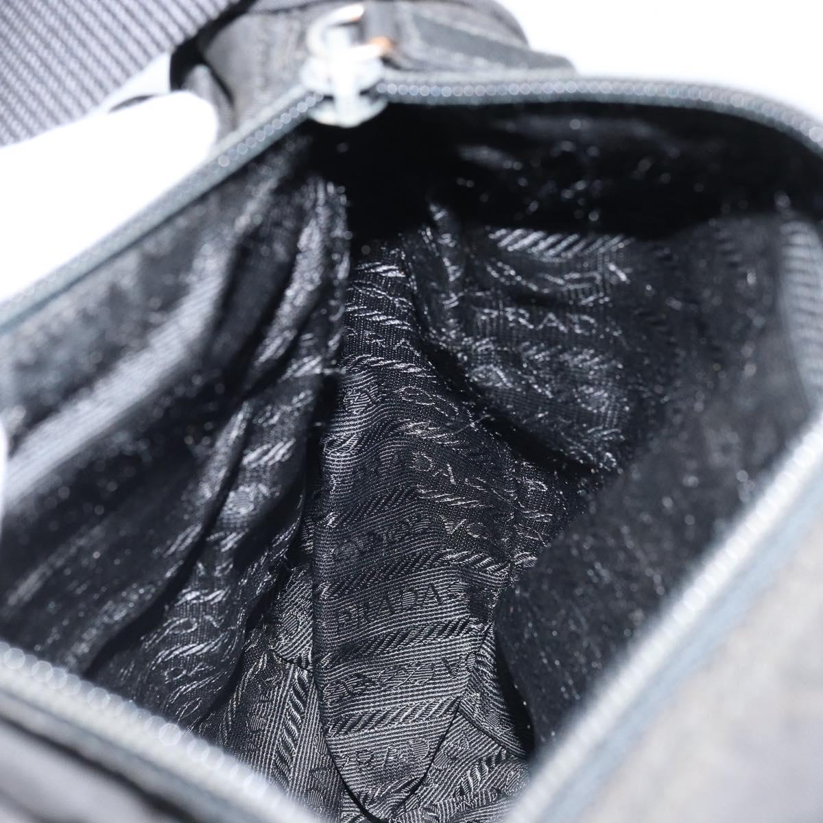 PRADA Shoulder Bag Nylon Black Silver Auth BSZ143