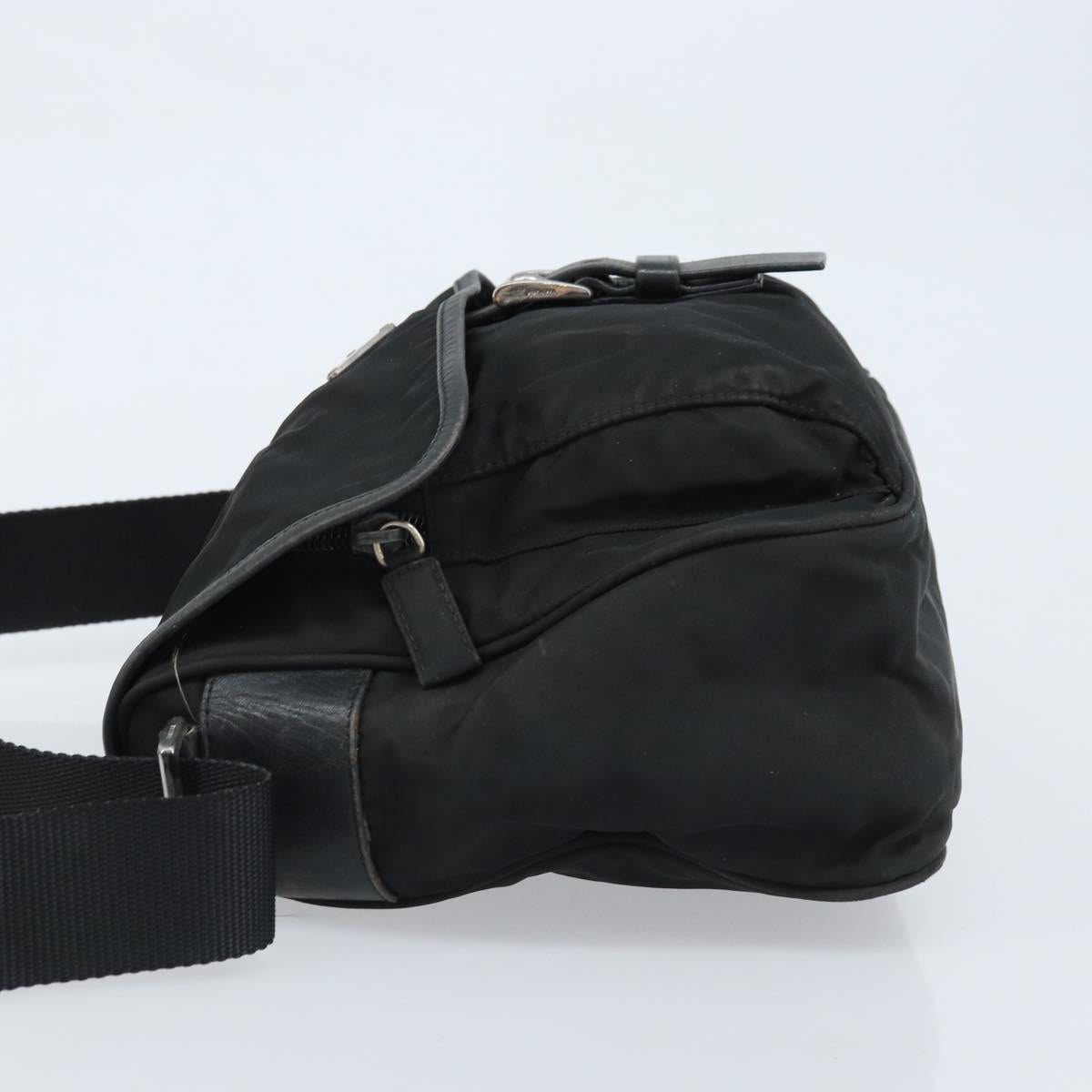 PRADA Shoulder Bag Nylon Black Silver Auth BSZ143