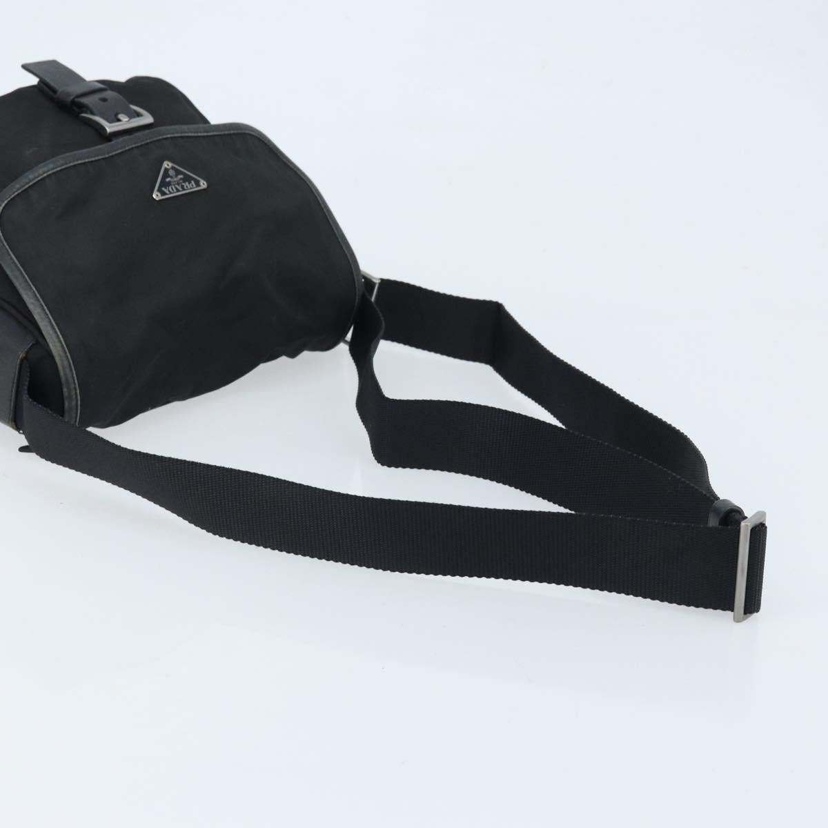 PRADA Shoulder Bag Nylon Black Silver Auth BSZ143