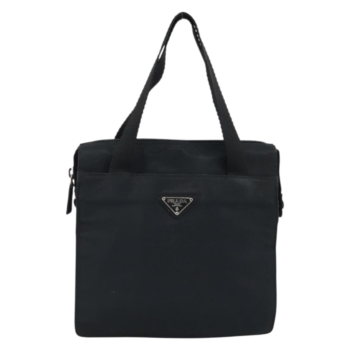 PRADA Hand Bag Nylon Black Silver Auth BSZ146