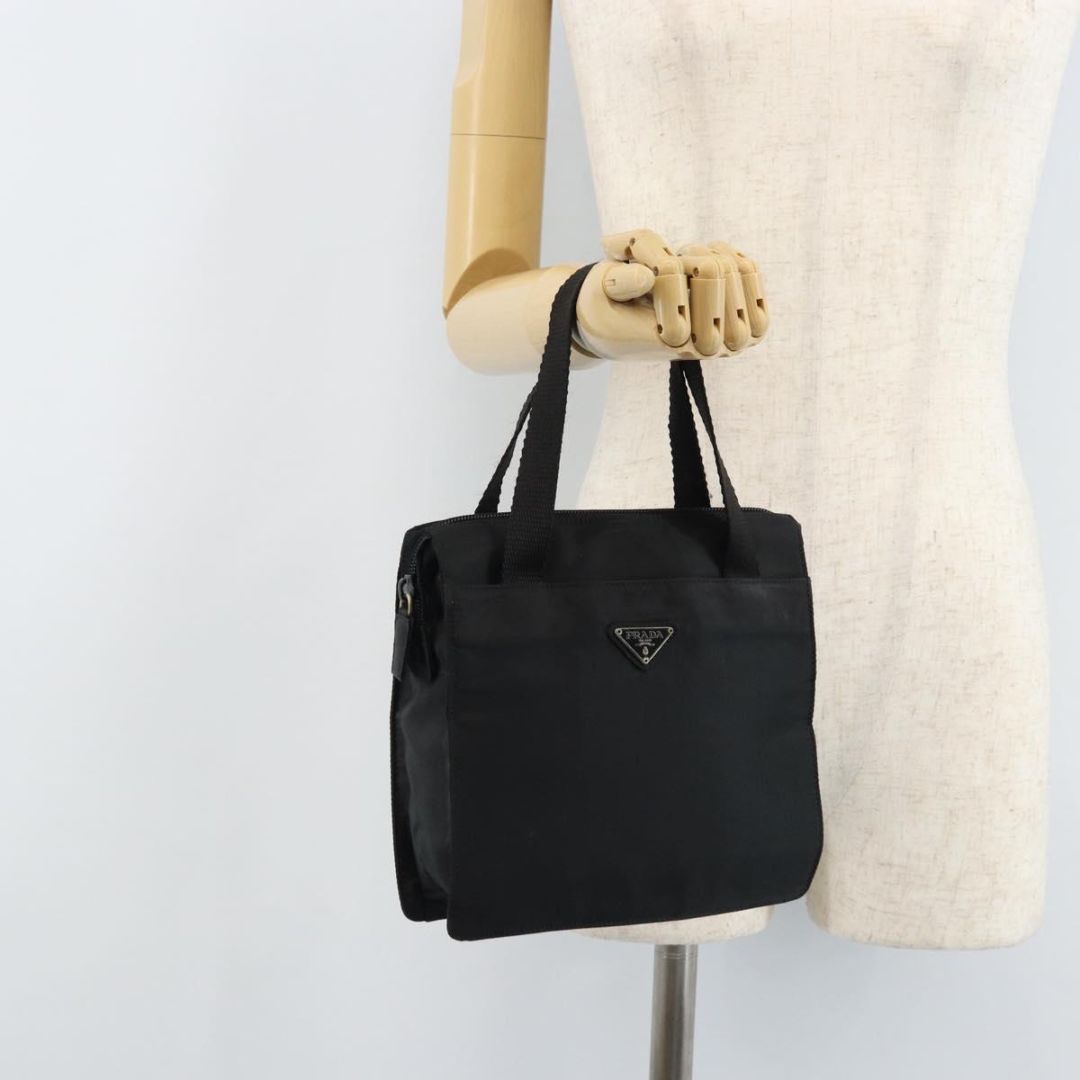 PRADA Hand Bag Nylon Black Silver Auth BSZ146