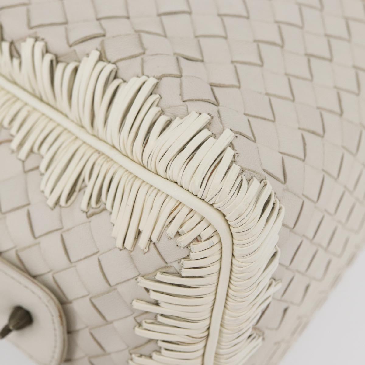 BOTTEGA VENETA INTRECCIATO Hand Bag Leather White Gold Auth BSZ148V
