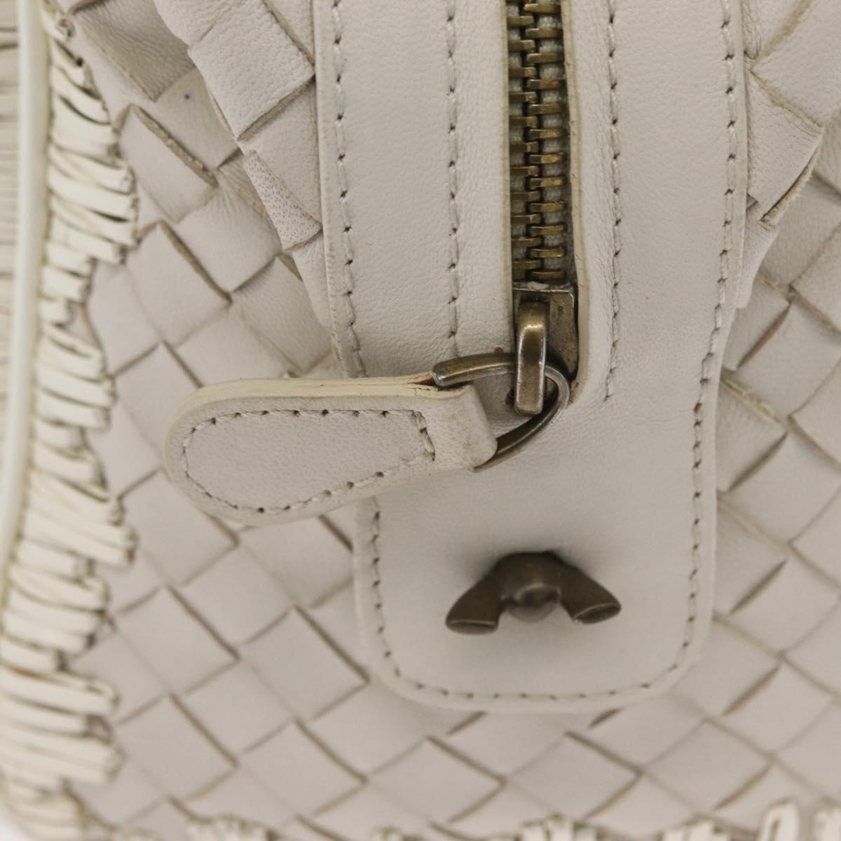 BOTTEGA VENETA INTRECCIATO Hand Bag Leather White Gold Auth BSZ148V