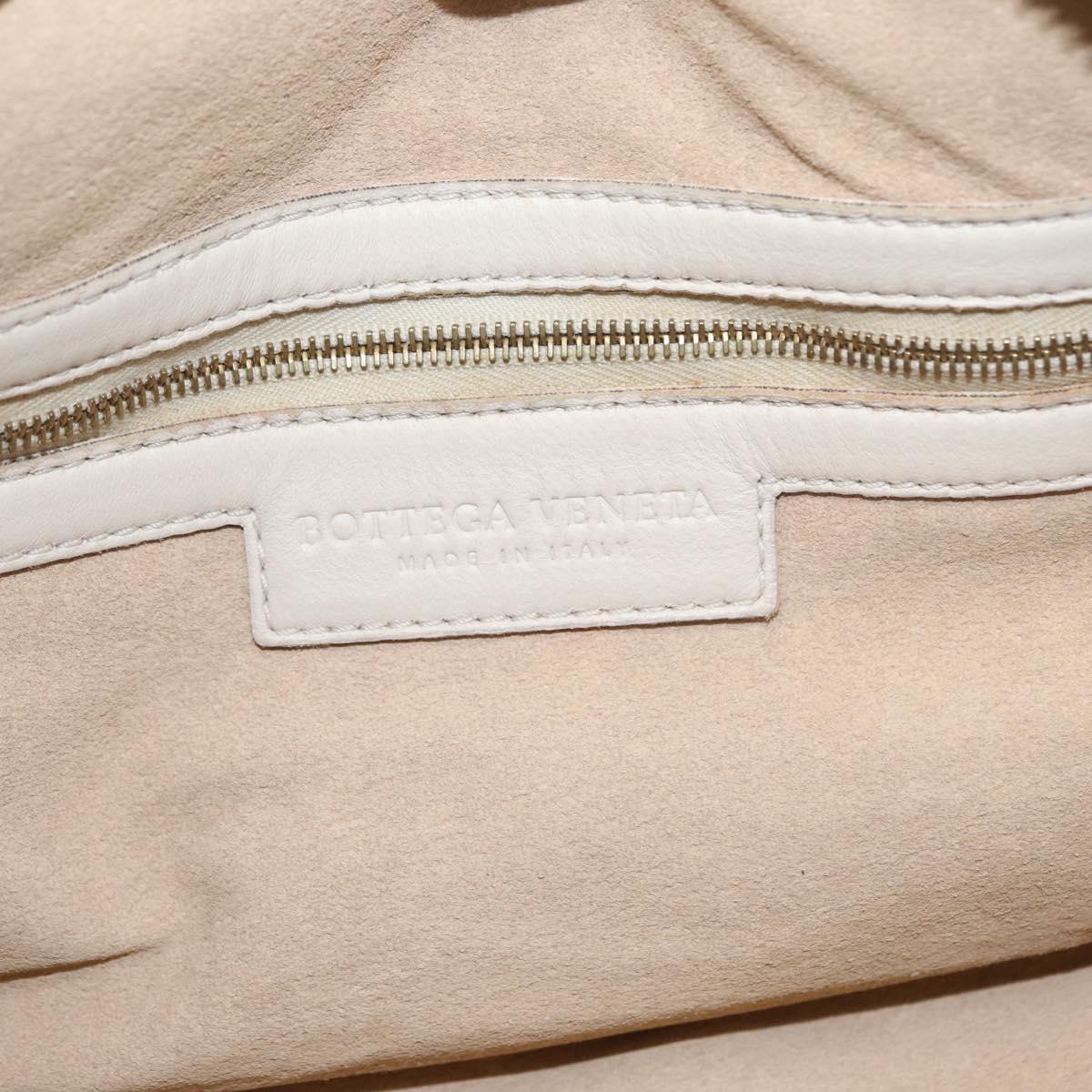 BOTTEGA VENETA INTRECCIATO Hand Bag Leather White Gold Auth BSZ148V