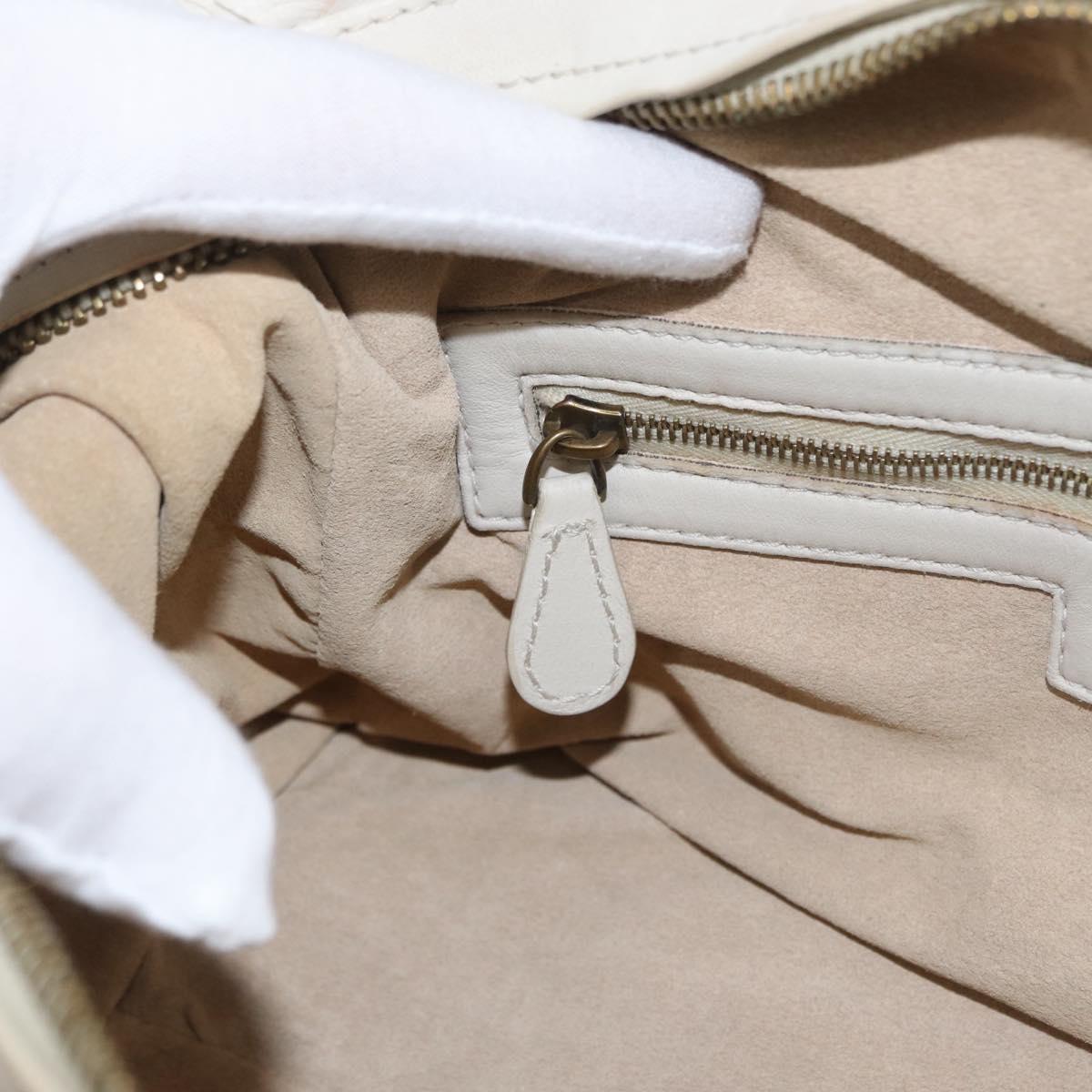 BOTTEGA VENETA INTRECCIATO Hand Bag Leather White Gold Auth BSZ148V