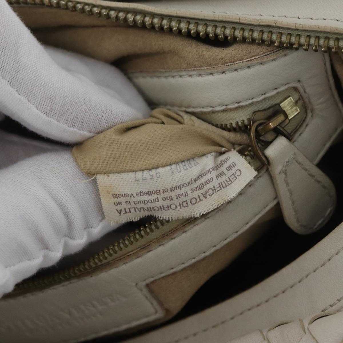 BOTTEGA VENETA INTRECCIATO Hand Bag Leather White Gold Auth BSZ148V