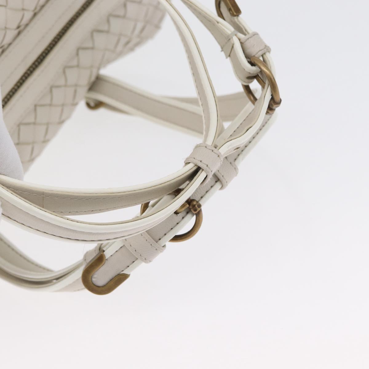 BOTTEGA VENETA INTRECCIATO Hand Bag Leather White Gold Auth BSZ148V