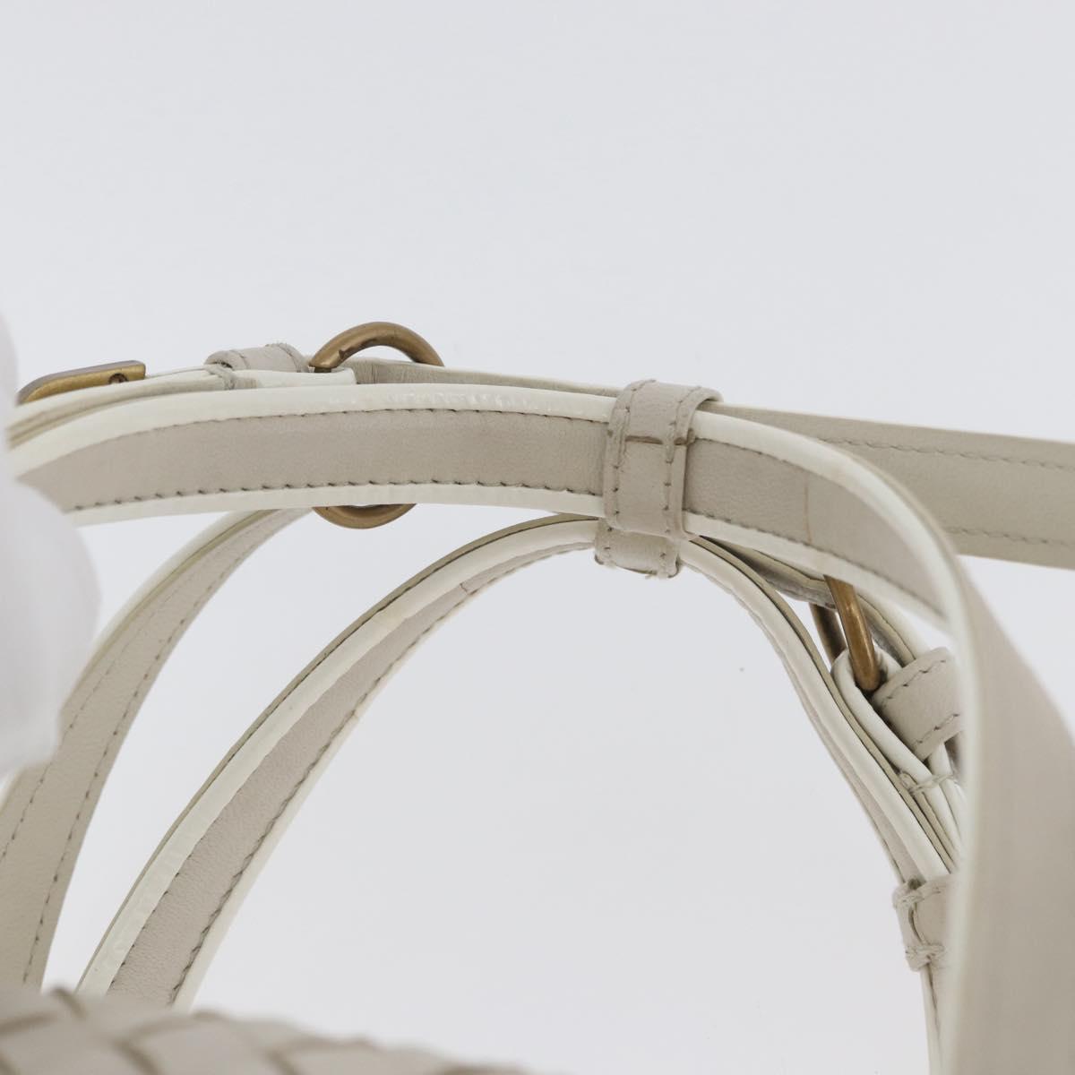 BOTTEGA VENETA INTRECCIATO Hand Bag Leather White Gold Auth BSZ148V