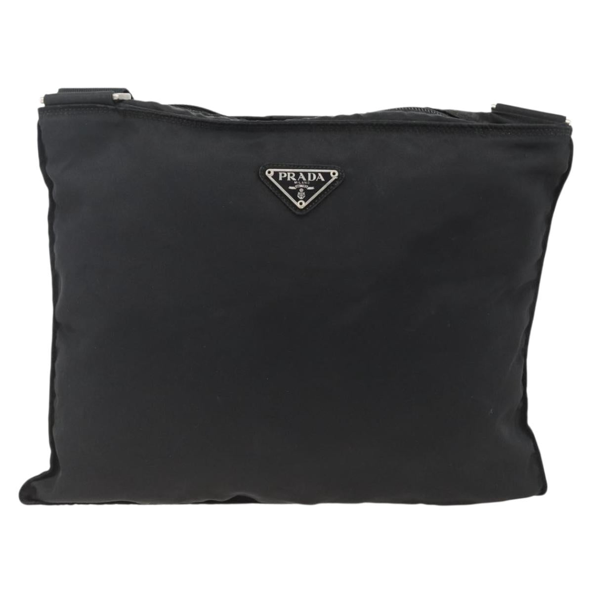 PRADA Shoulder Bag Nylon Black Silver Auth BSZ154