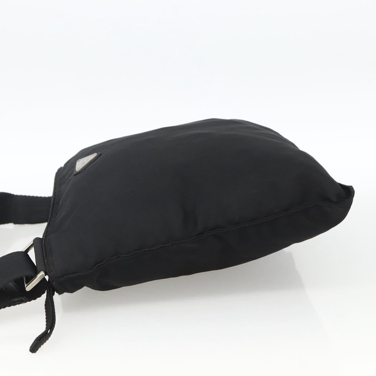 PRADA Shoulder Bag Nylon Black Silver Auth BSZ154