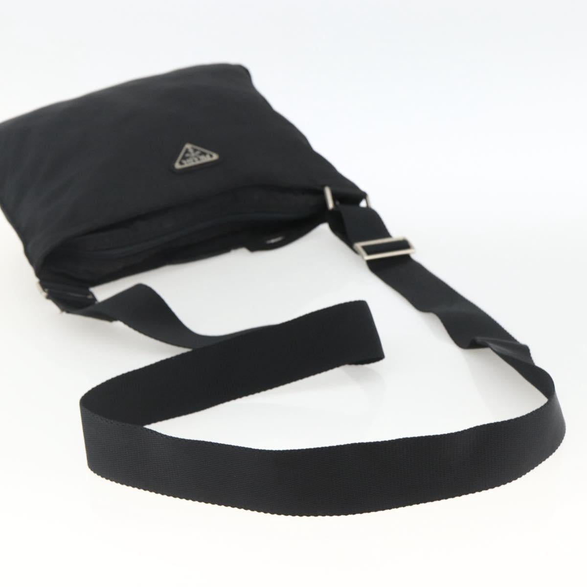 PRADA Shoulder Bag Nylon Black Silver Auth BSZ154