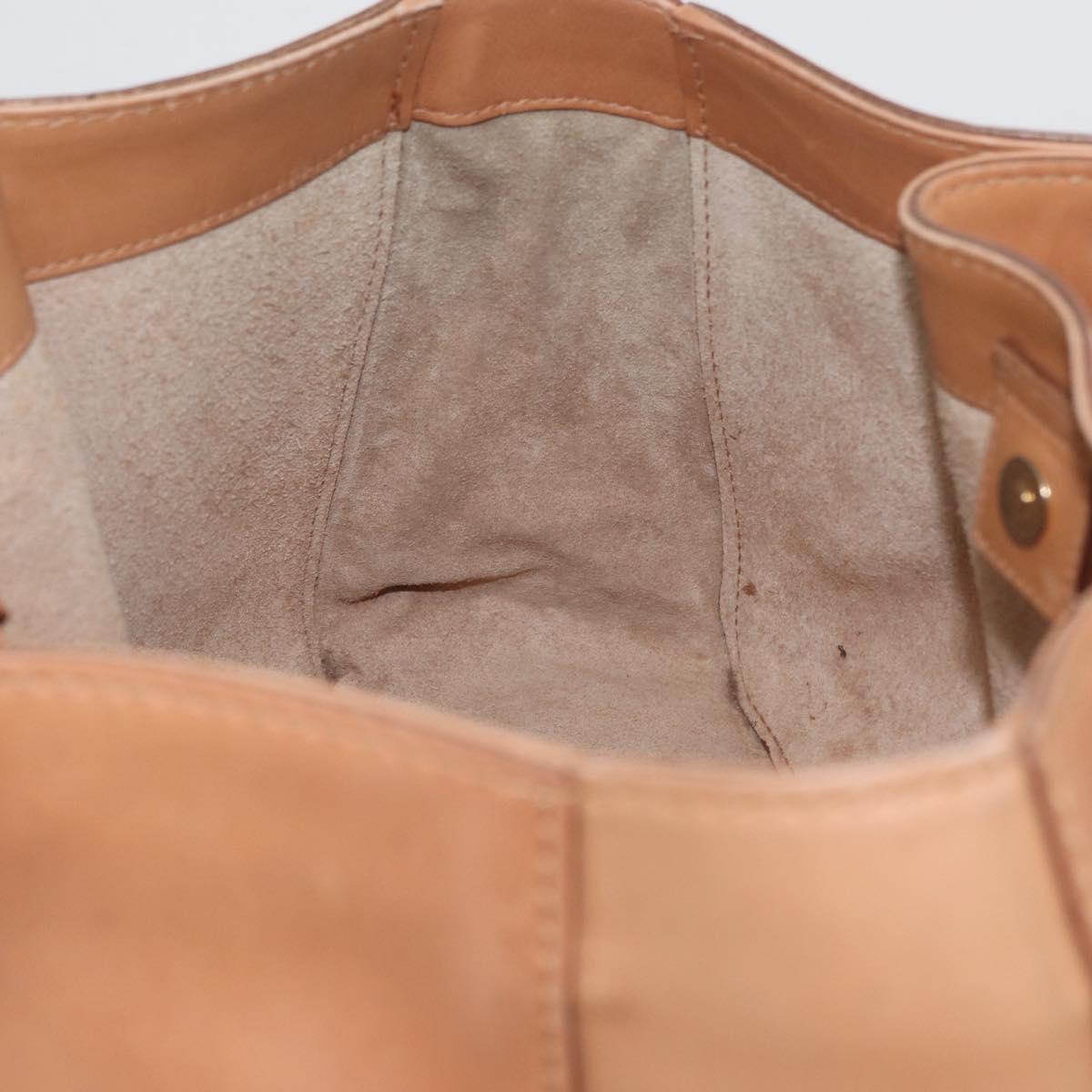 GUCCI Tote Bag Leather Beige 94898 Auth BSZ157