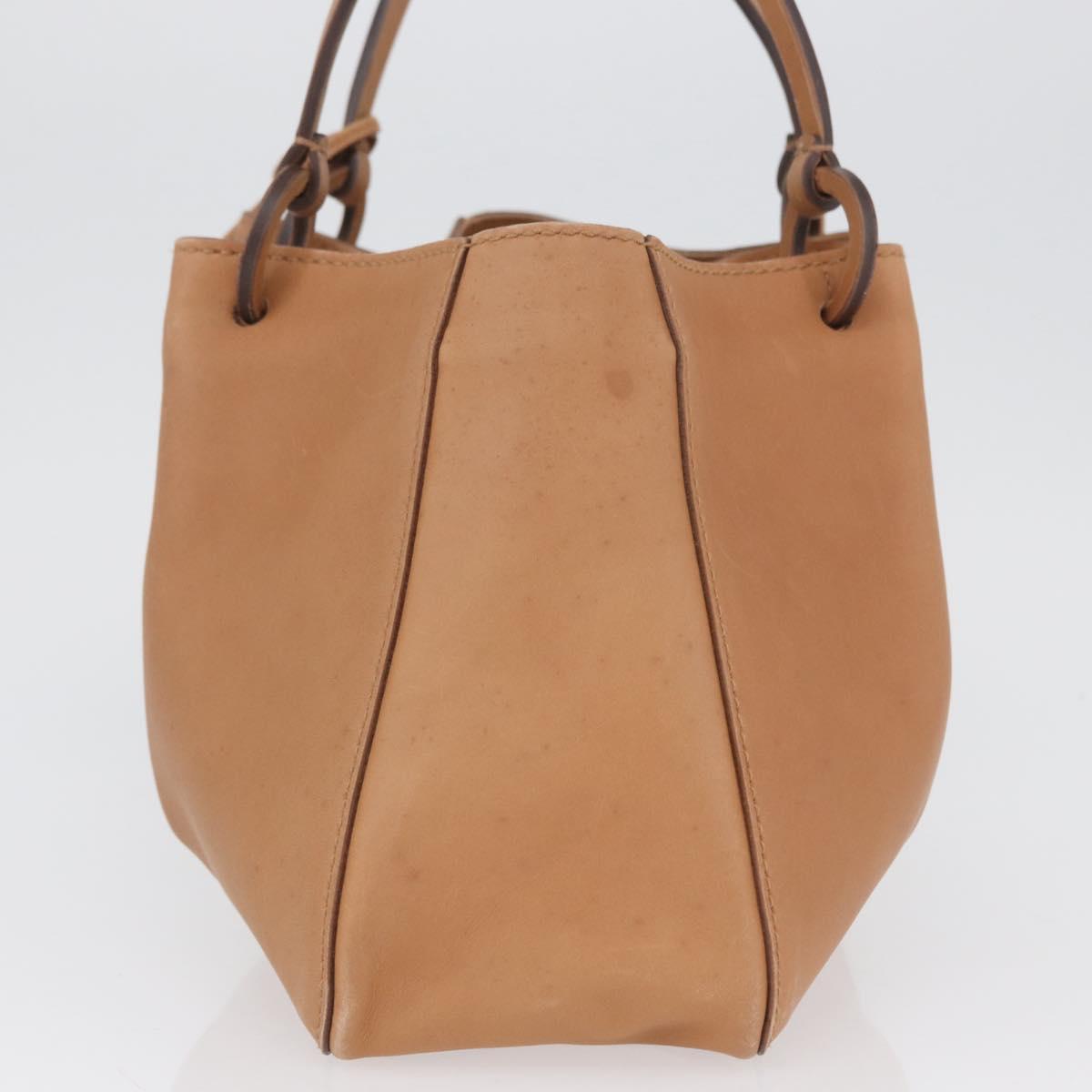 GUCCI Tote Bag Leather Beige 94898 Auth BSZ157