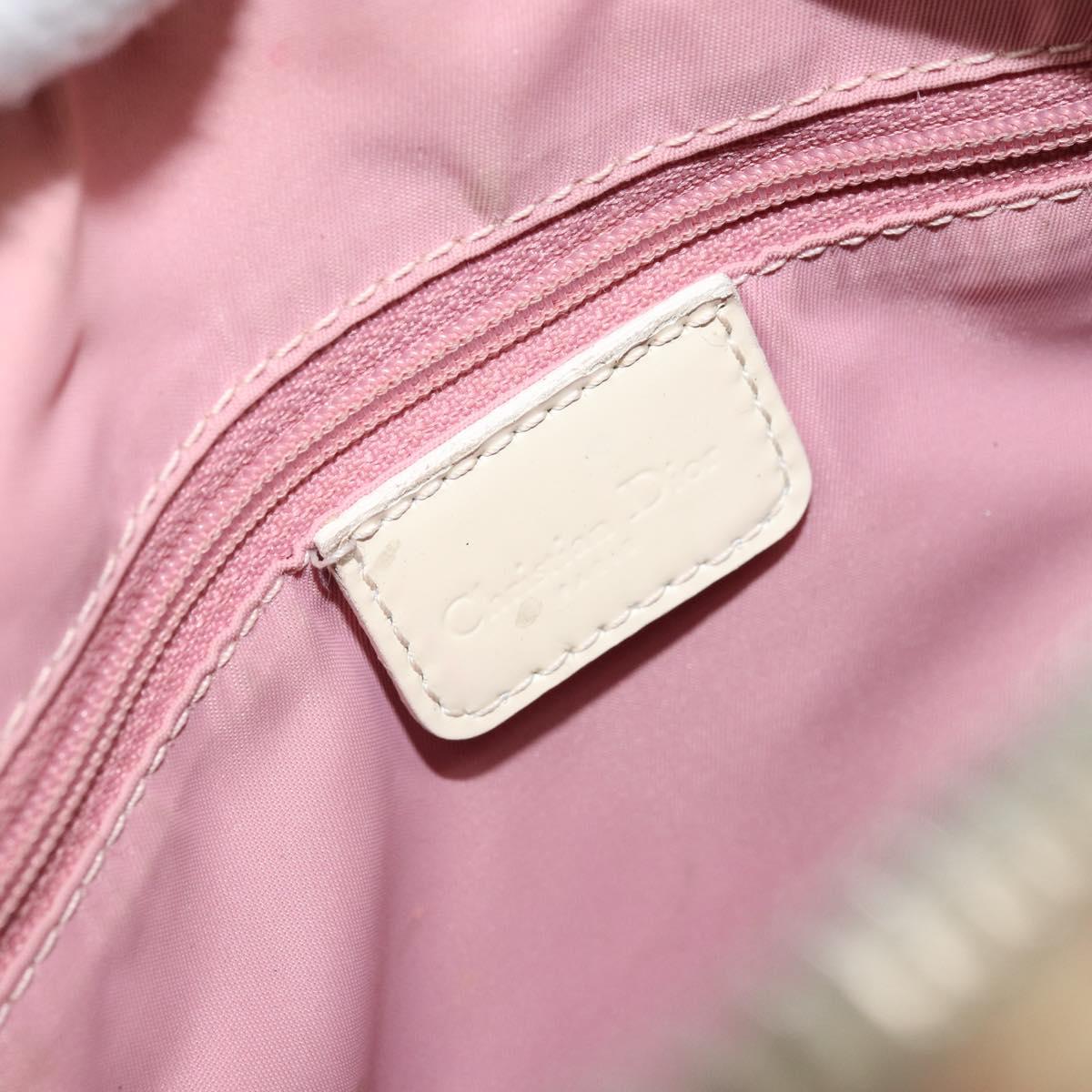 Christian Dior Trotter Canvas Hand Bag PVC Pink Silver Auth BSZ164
