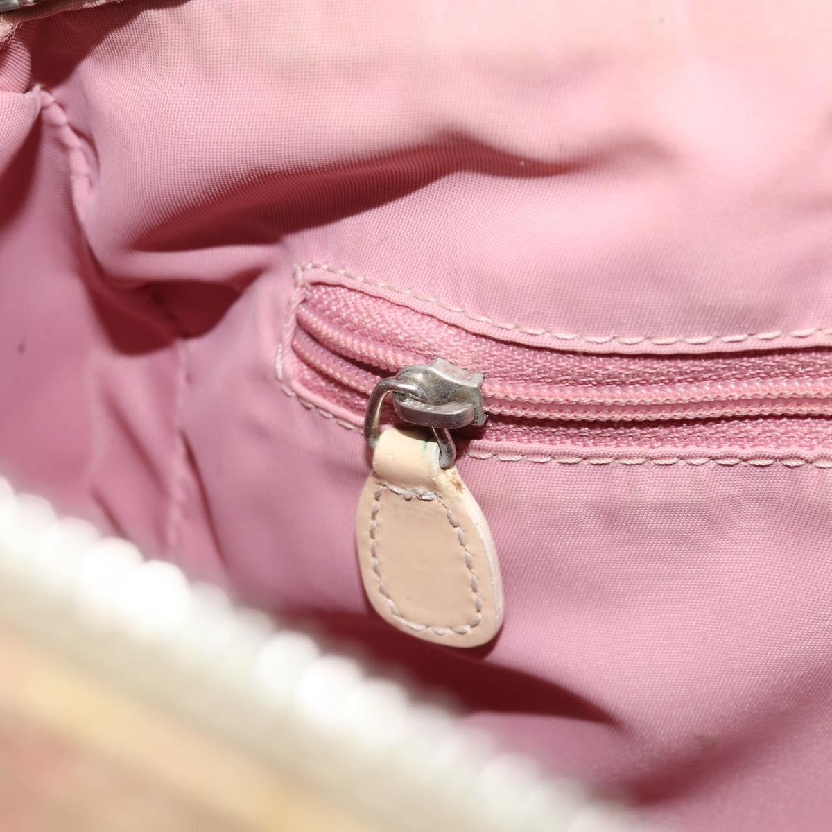 Christian Dior Trotter Canvas Hand Bag PVC Pink Silver Auth BSZ164
